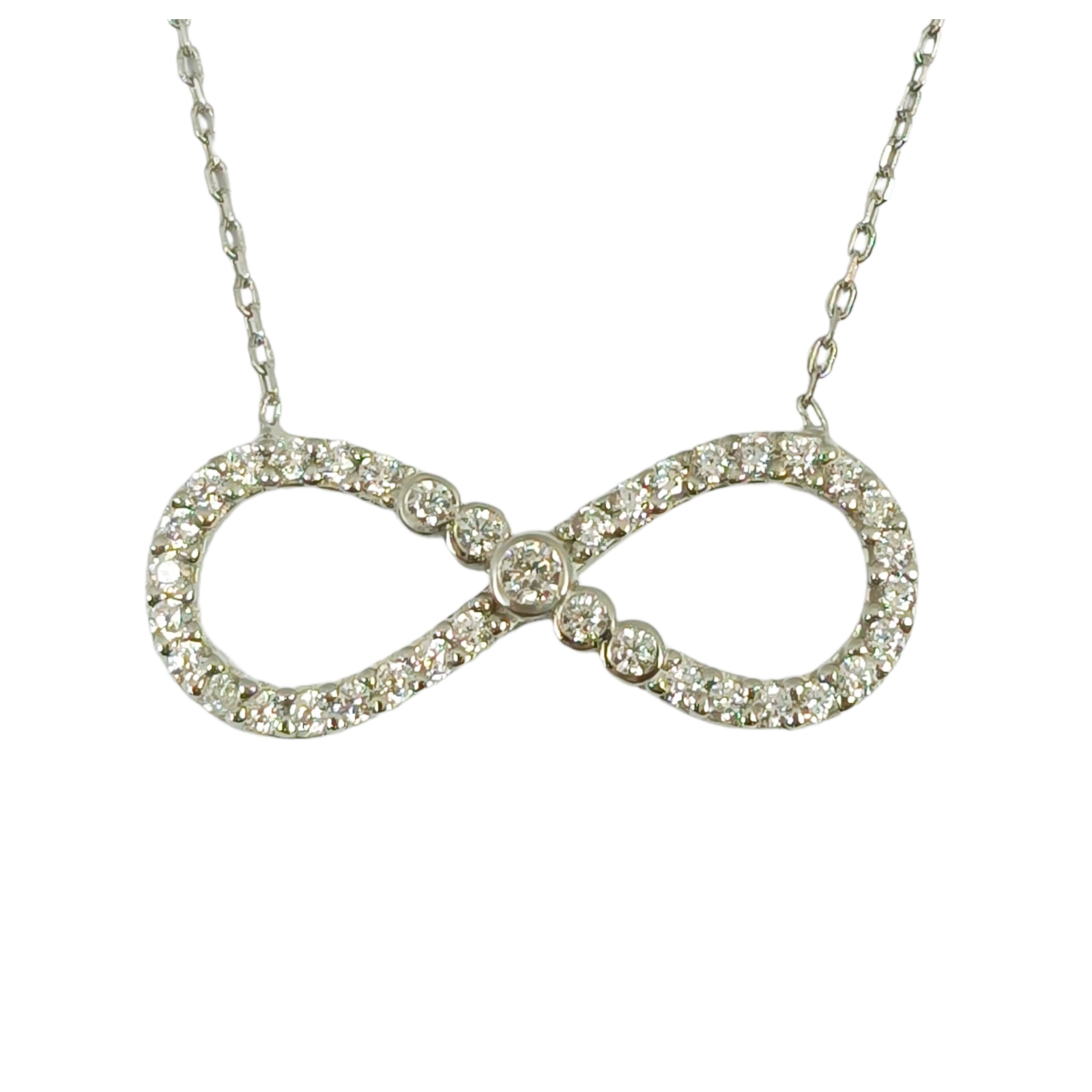 Collier Argent \'Infini\' argenté (rhodié) - 25x9 mm - [S0130]