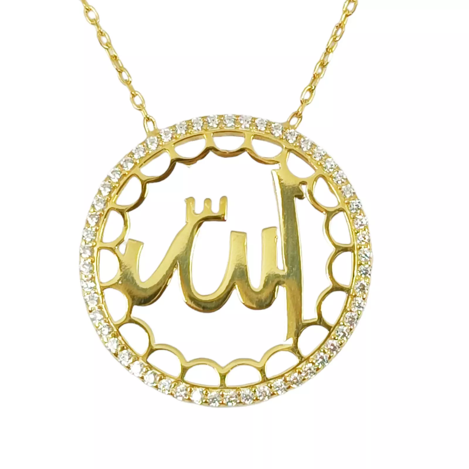 les trésors de lily Collier Argent 'Allah' blanc doré 22 mm [S0138]