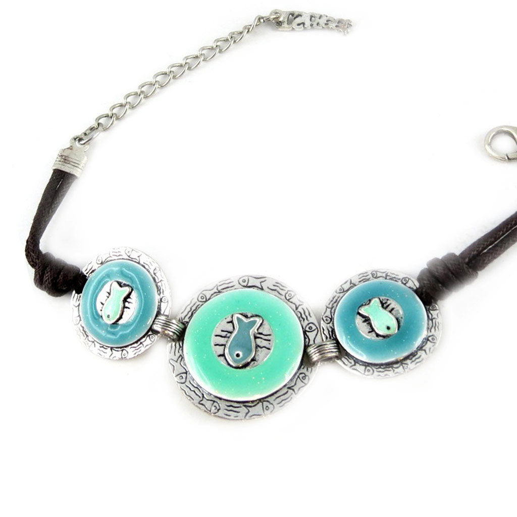Bracelet Créateur \'Poissons\' Bleu - 27 mm - [D9667]