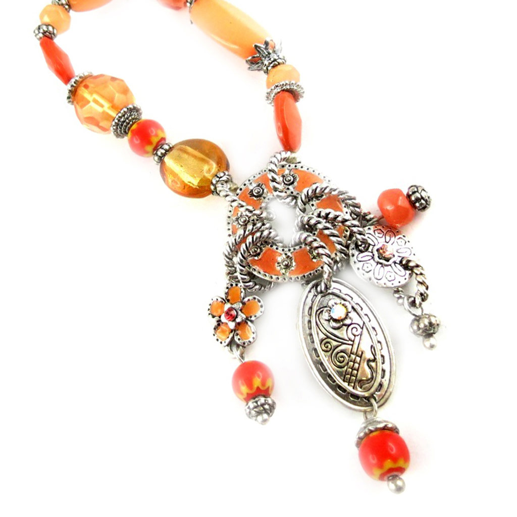 Bracelet Créateur \'Poissons\' Orange - 65 mm - [E0461]