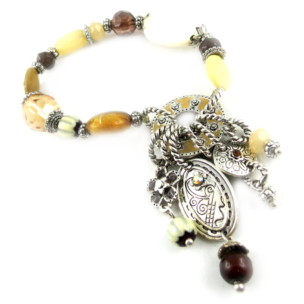 Bracelet Créateur \'Poissons\' Beige - 65 mm - [E0463]