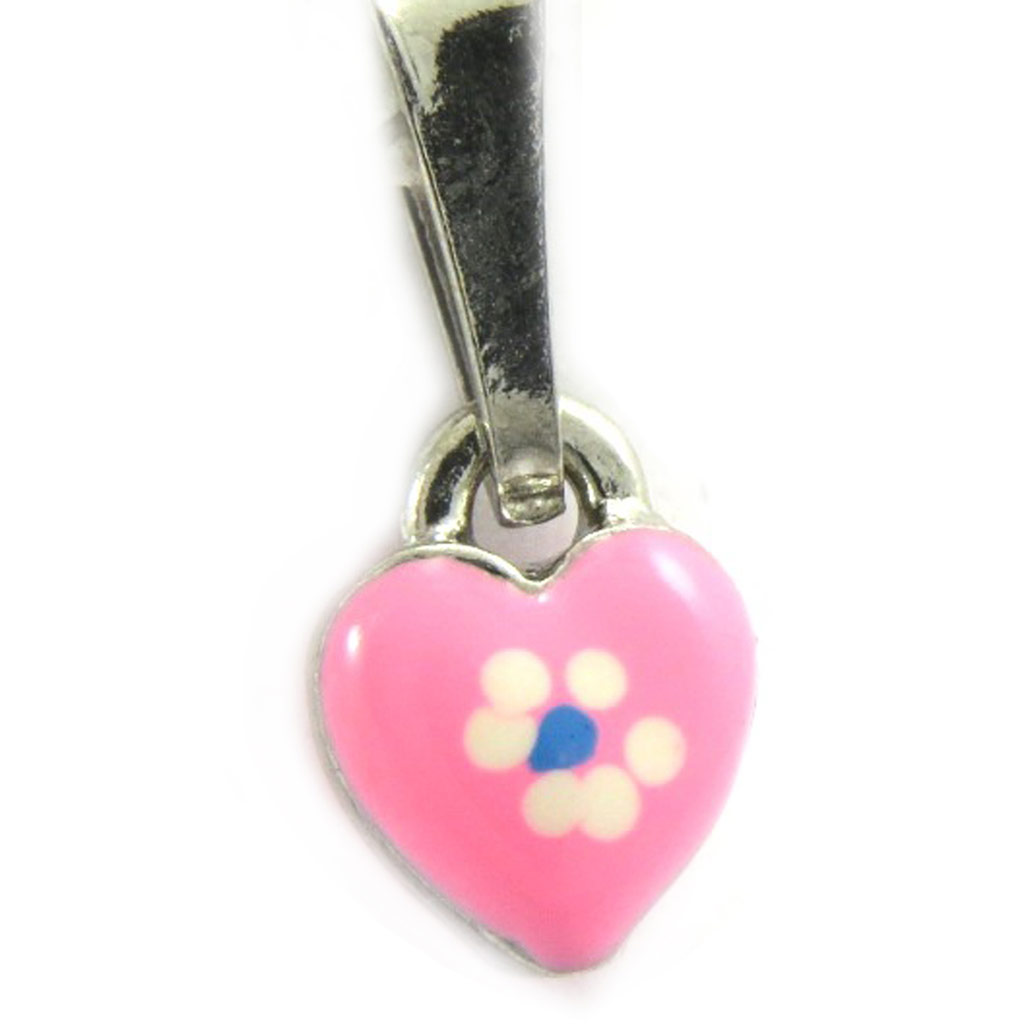 Pendentif Argent \'Petit Coeur\' rose - 6x6 mm - [G8668]