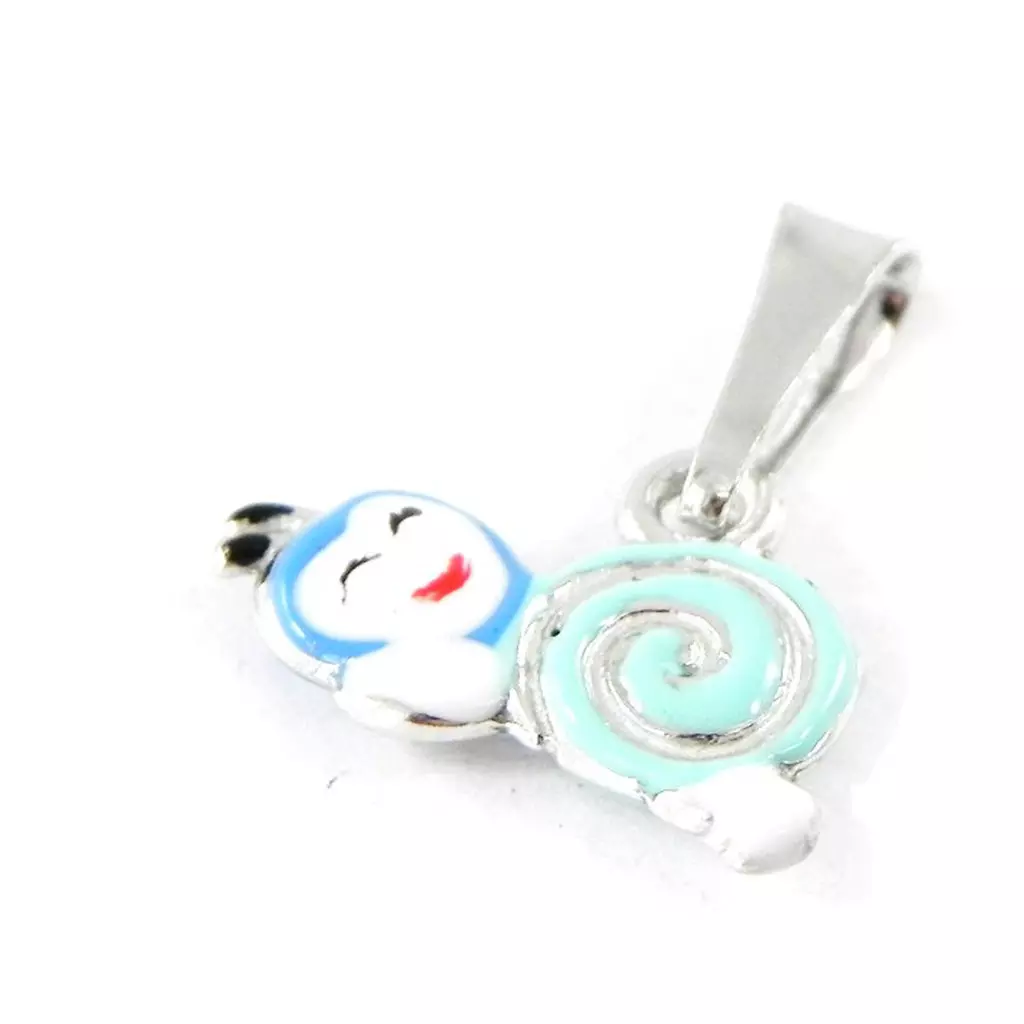 les trésors de lily Pendentif Argent 'Escargots' bleu 6x13 mm [H9162]