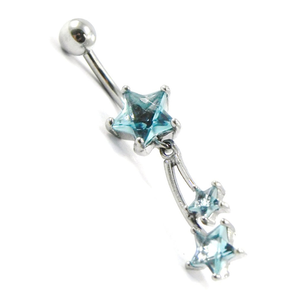 Body Piercing \'Etoiles\' turquoise - 25x9 mm - [I1392]