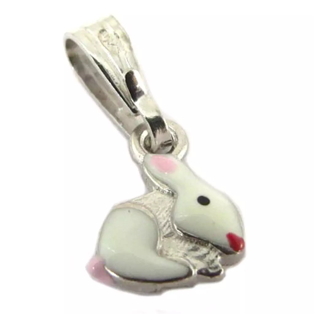 les trésors de lily Pendentif Argent 'Lapin Blanc' blanc 7x6 mm [P3266]