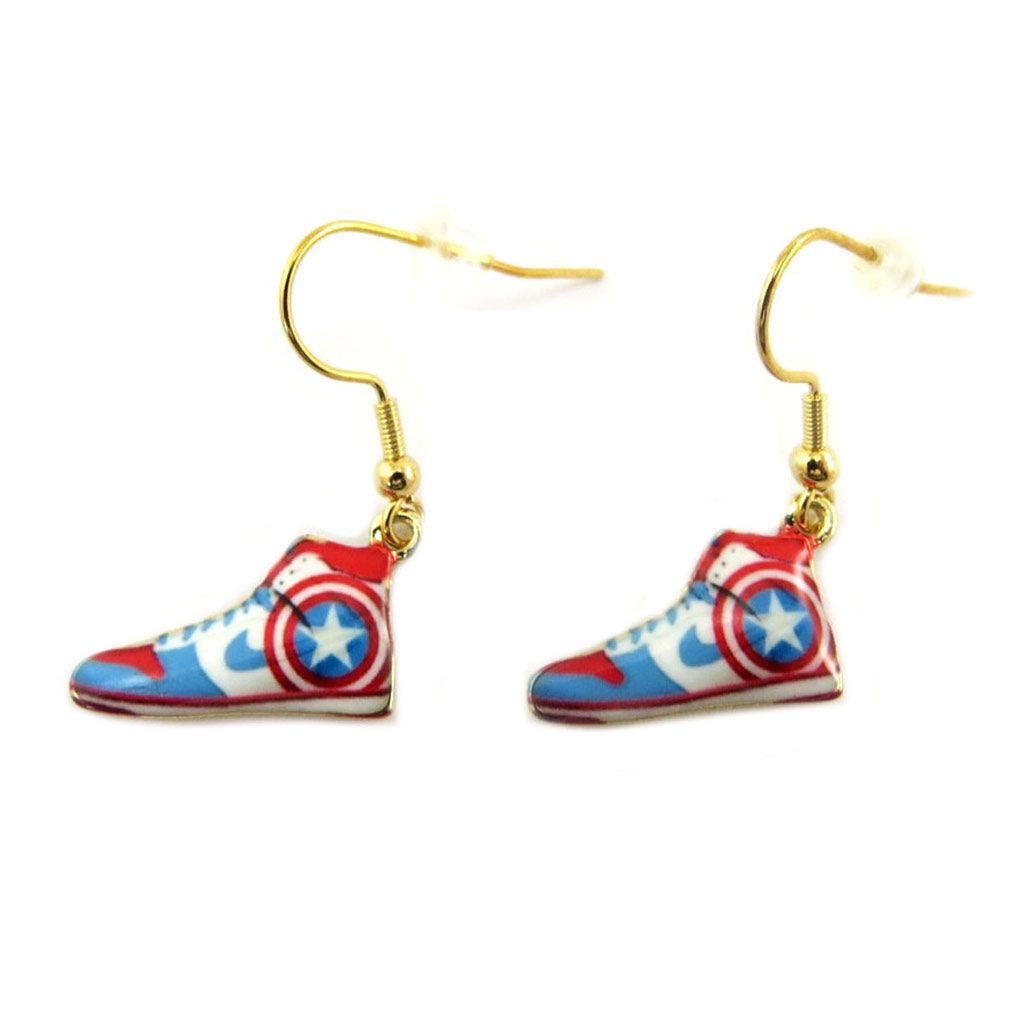 Boucles Créateur \'Baskets\' rose bleu - 20x10 mm - [P6992]