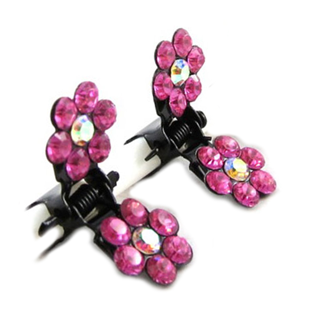Paire minis pinces \'Arégonde\' rose (fleurs) - 8 mm - [R5301]