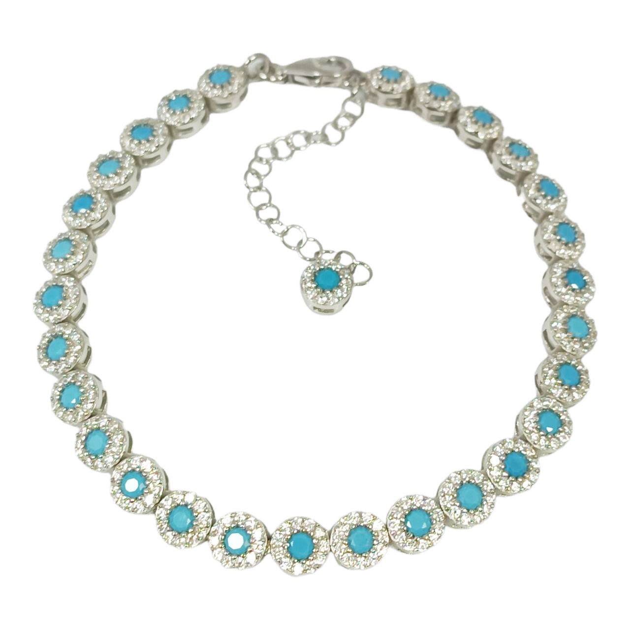 Bracelet argent \'Arégonde\' turquoise argenté (rhodié) - 5 mm - [R9983]