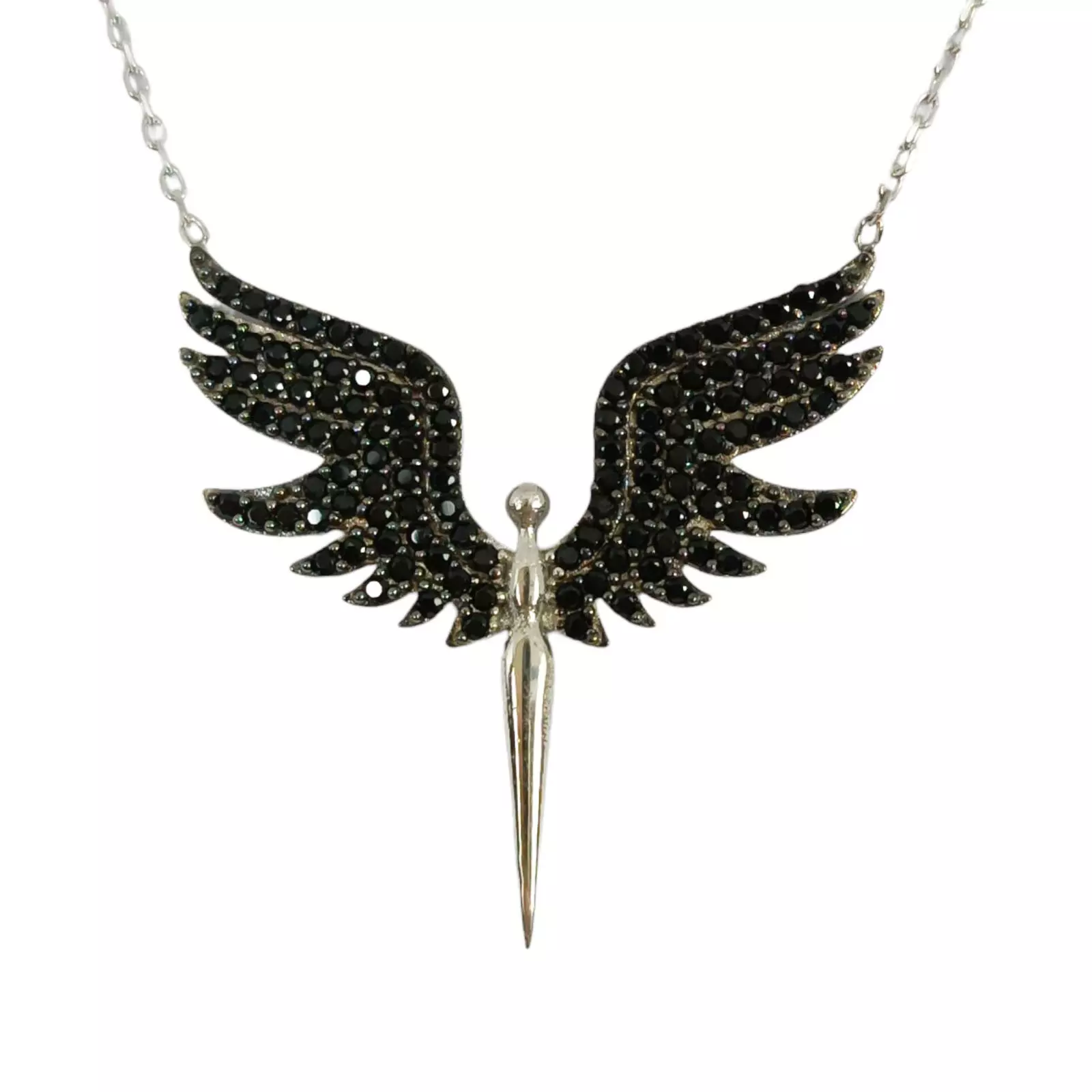 les trésors de lily Collier argent 'Ange Gardien' noir argenté (rhodié) 28x28 mm [S0159]