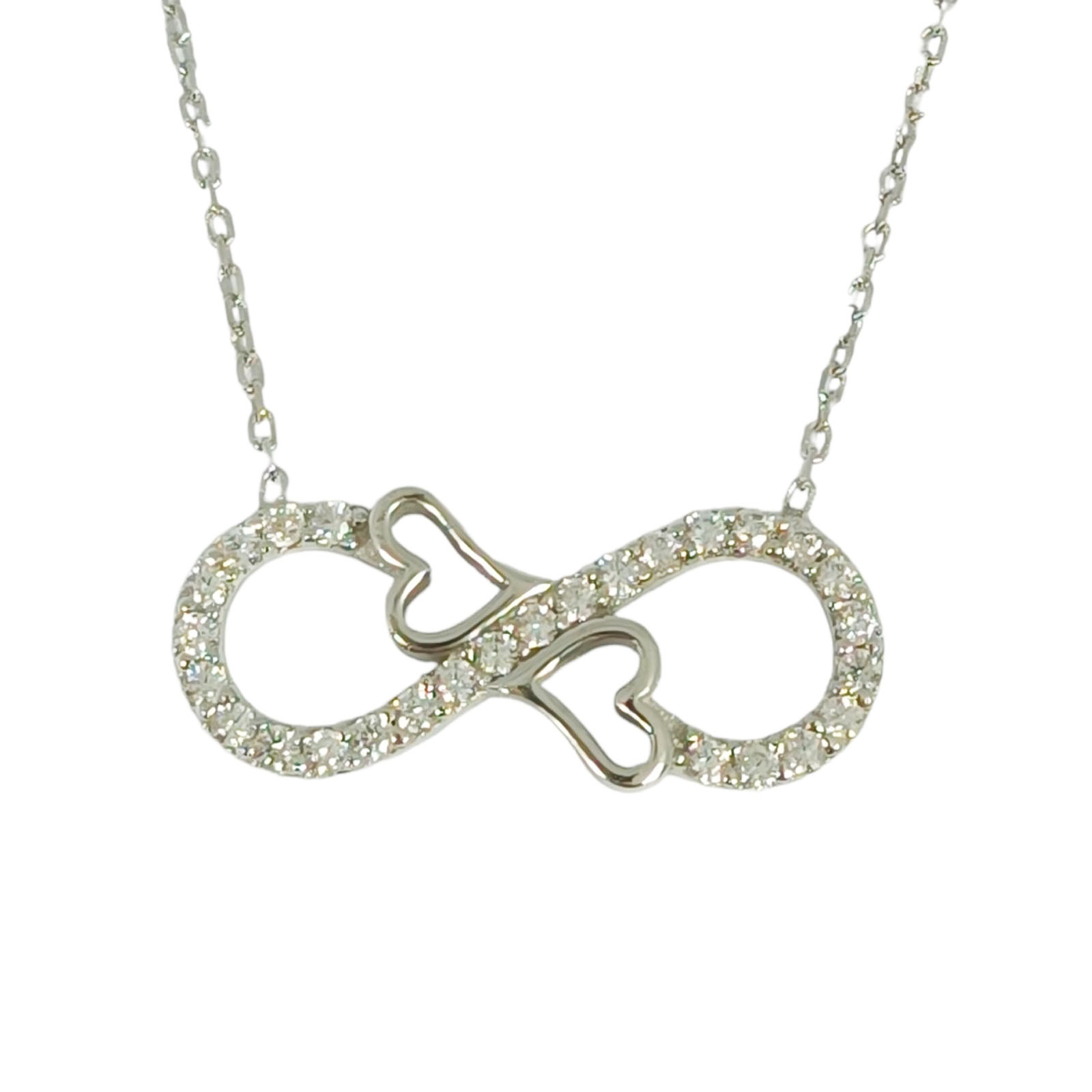 Collier Argent \'Infini\' argenté (rhodié) - 20x8 mm - [S0168]