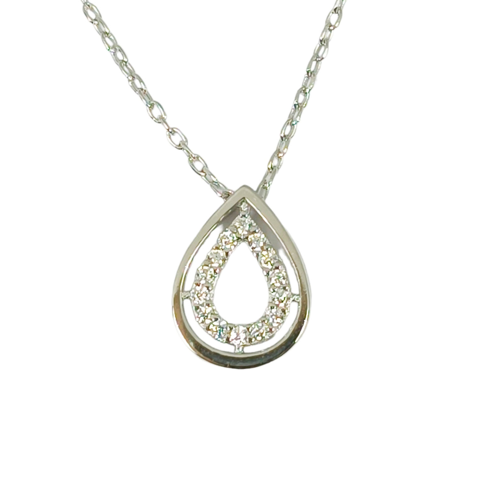 Collier Argent \'Arégonde\' blanc argenté (rhodié) - 11x8 mm - [S0175]