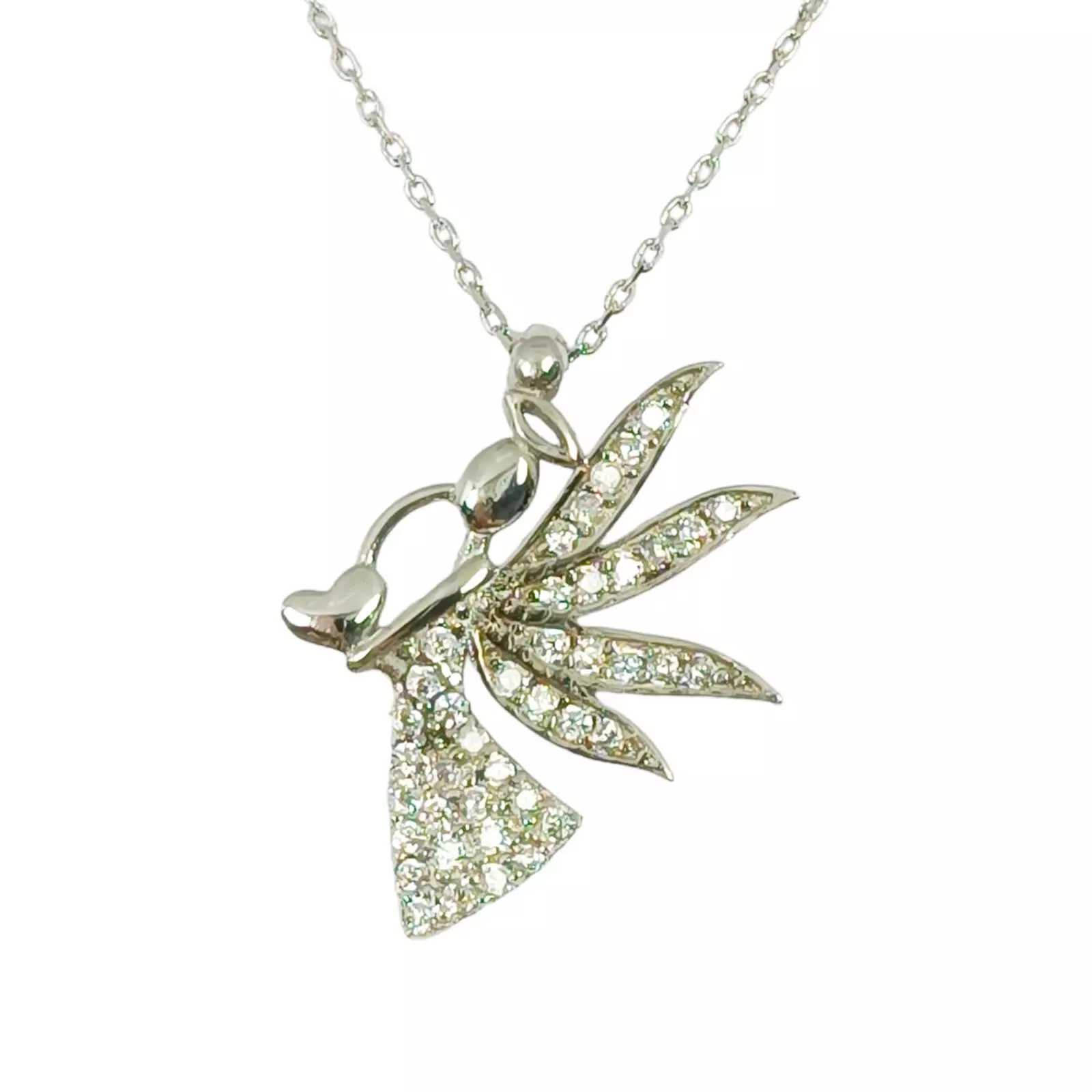les trésors de lily Collier argent 'Ange Gardien' blanc argenté (rhodié) 20x15 mm [S0180]
