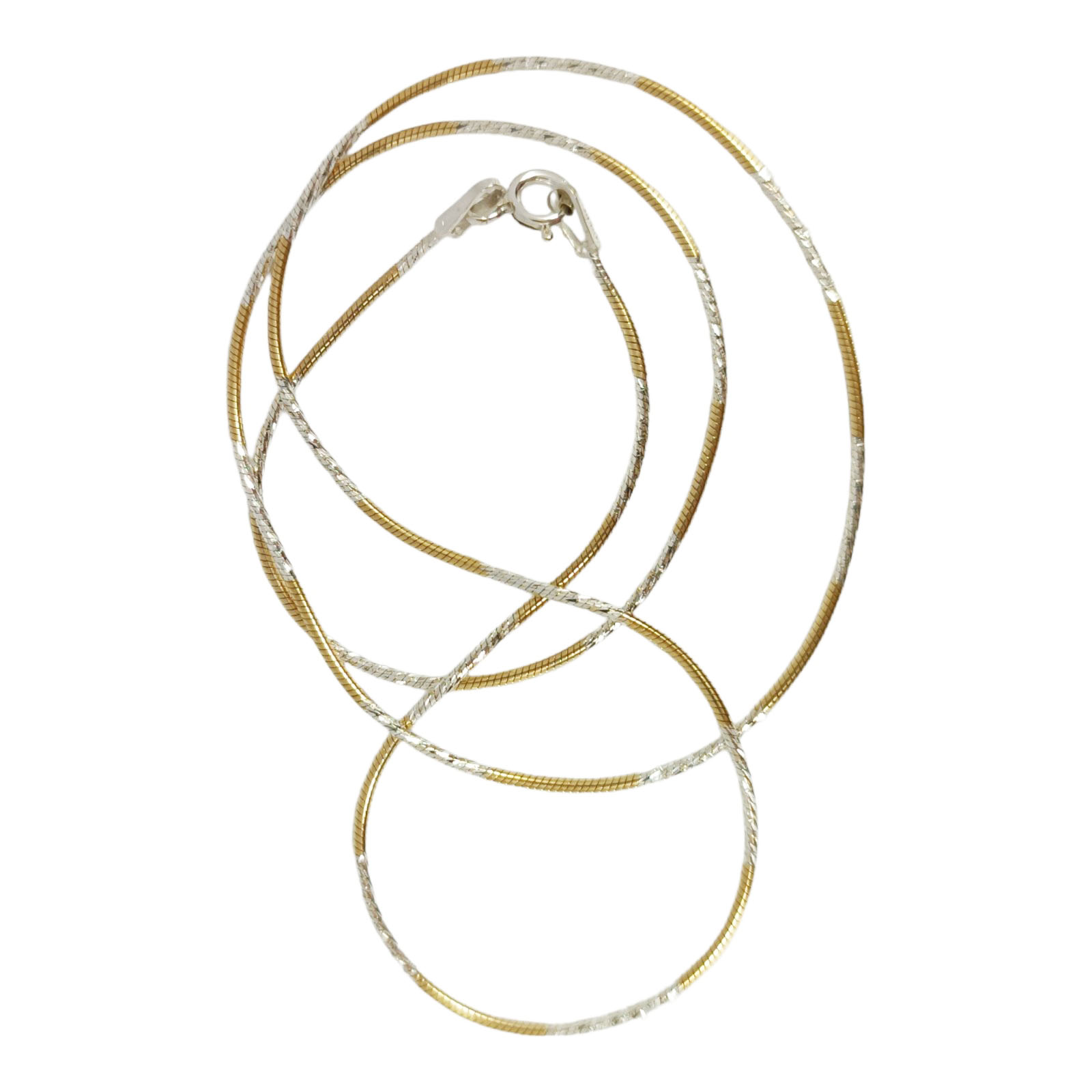 Chaine Argent \'Serpent\' doré argenté - 42 cm 1 mm - [S0197]