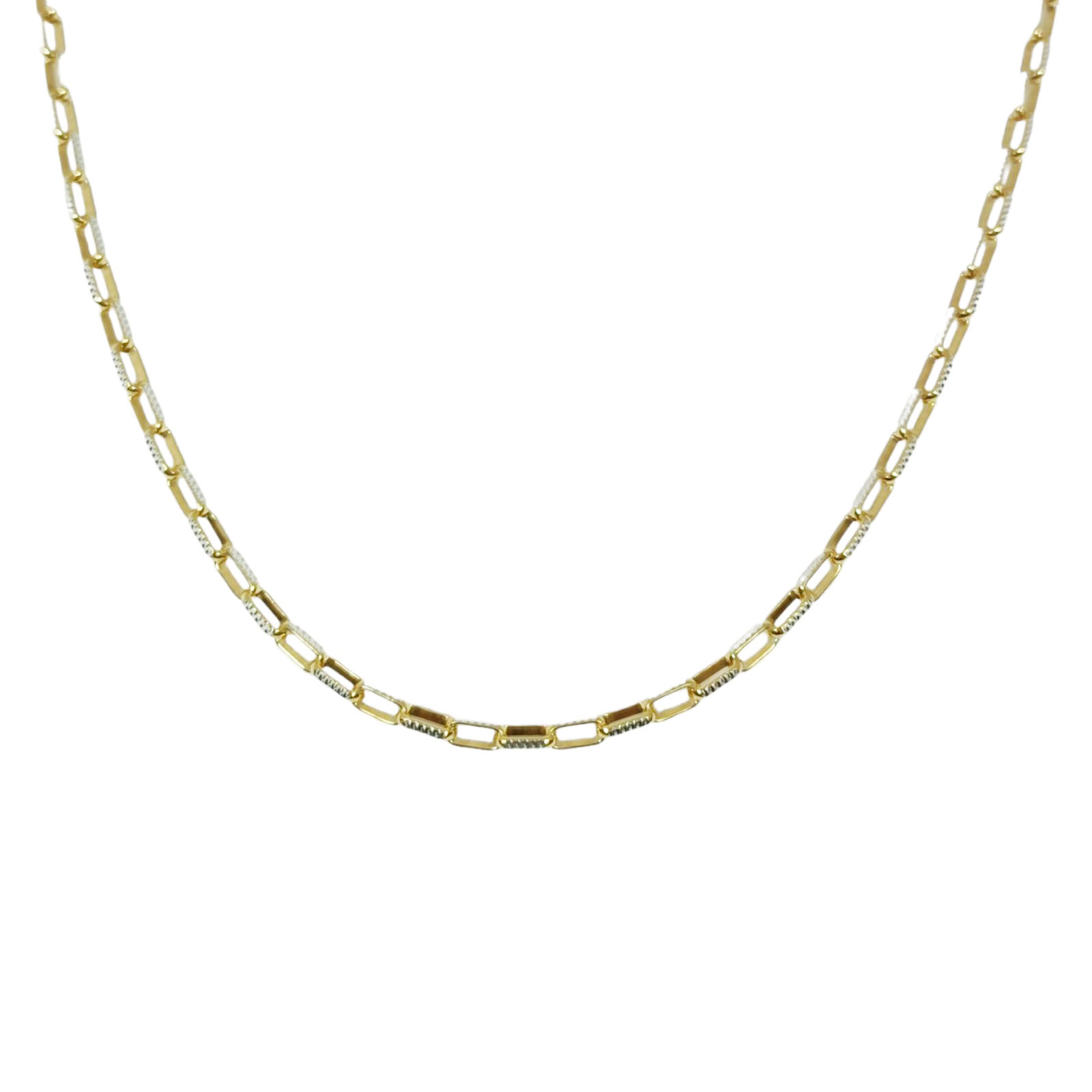 Collier Argent \'Trombone\' doré argenté - 55 cm 3 mm - [S0203]