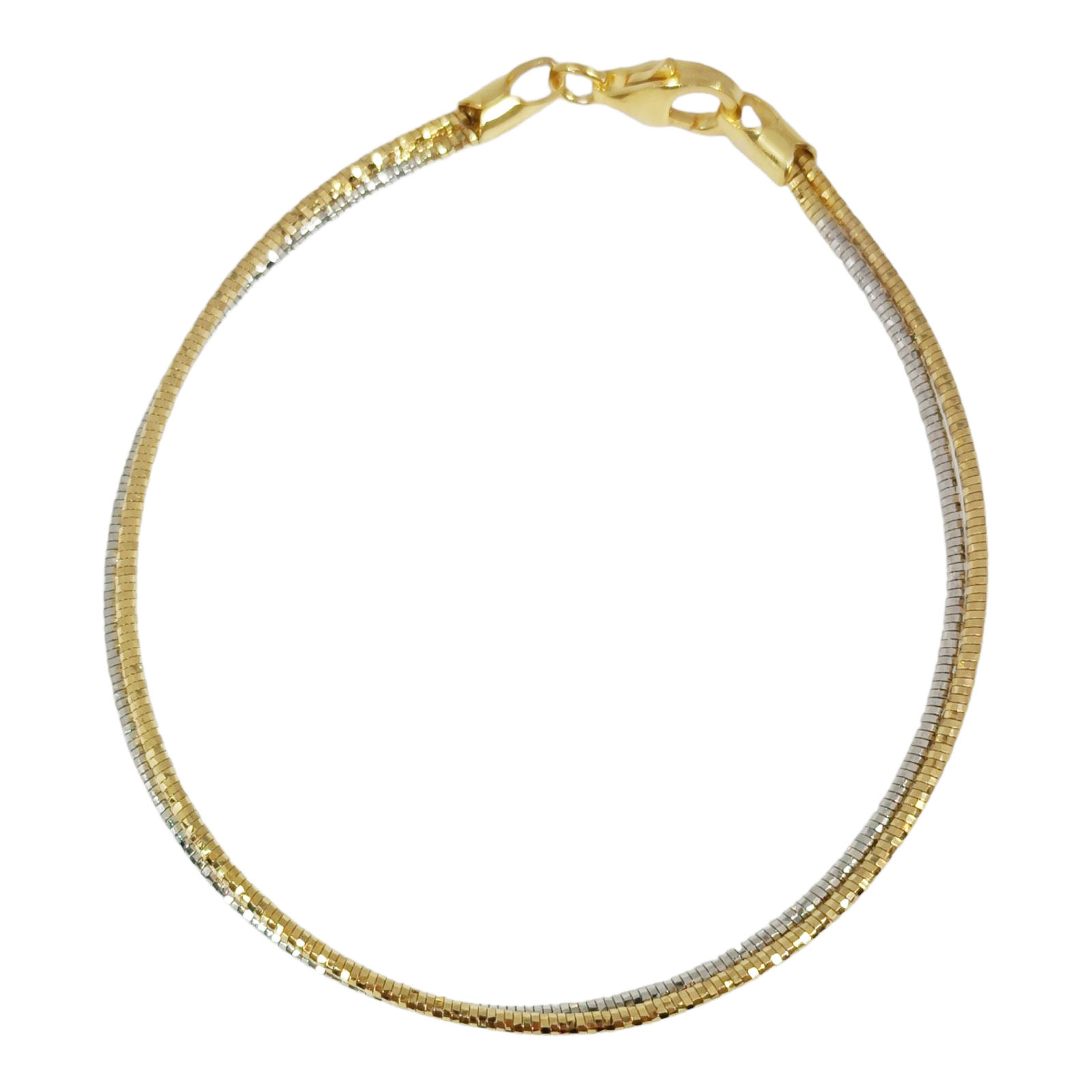 Bracelet Argent \'Omega\' doré argenté (diamanté) - 18 cm 1 mm (2 rangs) - [S0216]