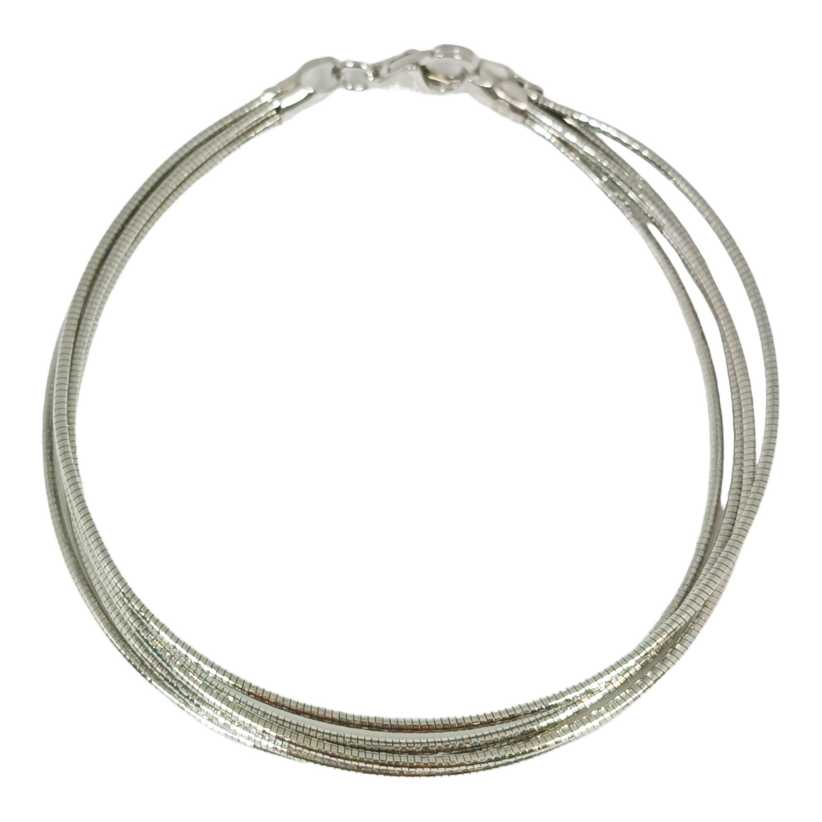Bracelet Argent \'Omega\' argenté  - 18 cm 1 mm (5 rangs) - [S0219]