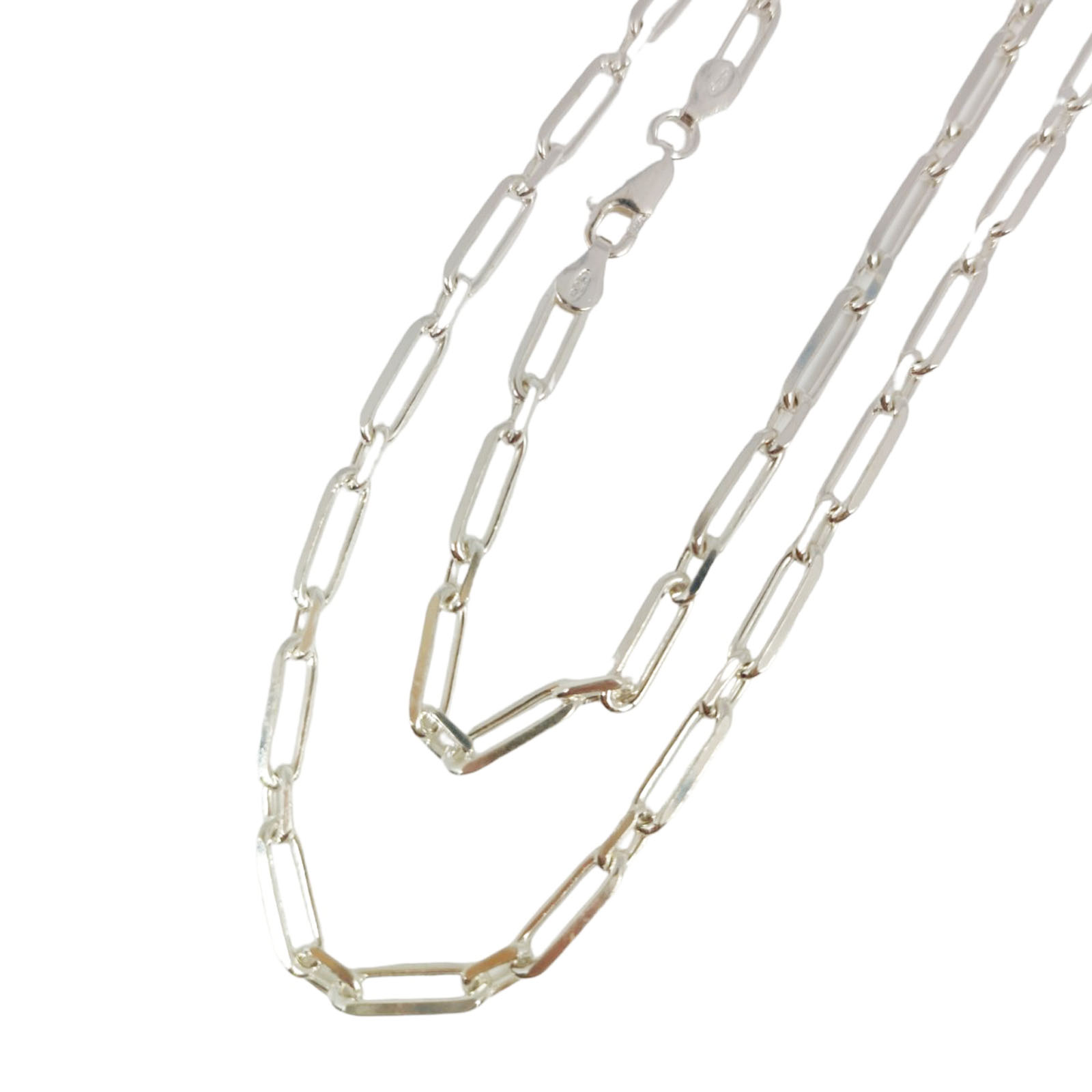 Collier Argent \'Trombone\' argenté - 50 cm 4 mm - [S0223]