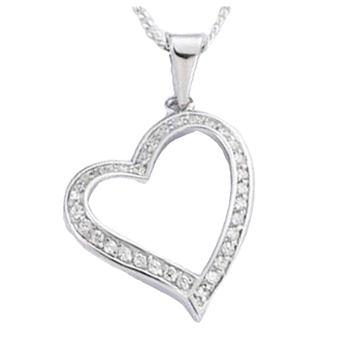 Pendentif Argent \'Love\' blanc argenté (rhodié) - 18x20 mm - [H0457]