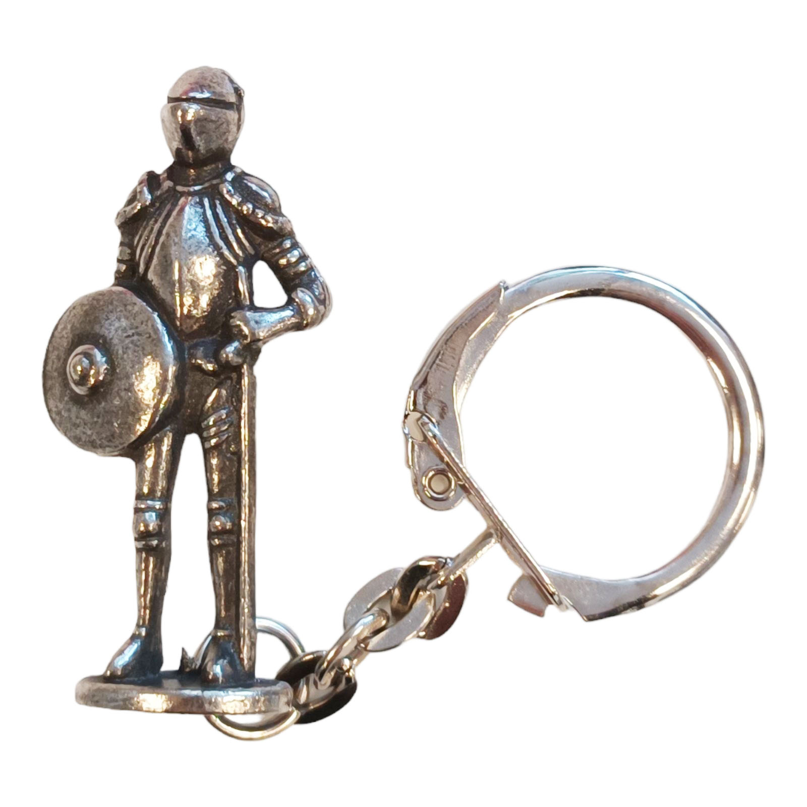 Porte-Clés \'Moyen Age\' (chevalier) argenté vieilli - 4 cm - [H4838]
