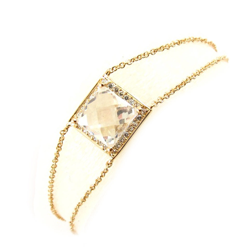 Bracelet Plaqué or \'Arégonde\' blanc doré - 12x12 mm - [K7354]