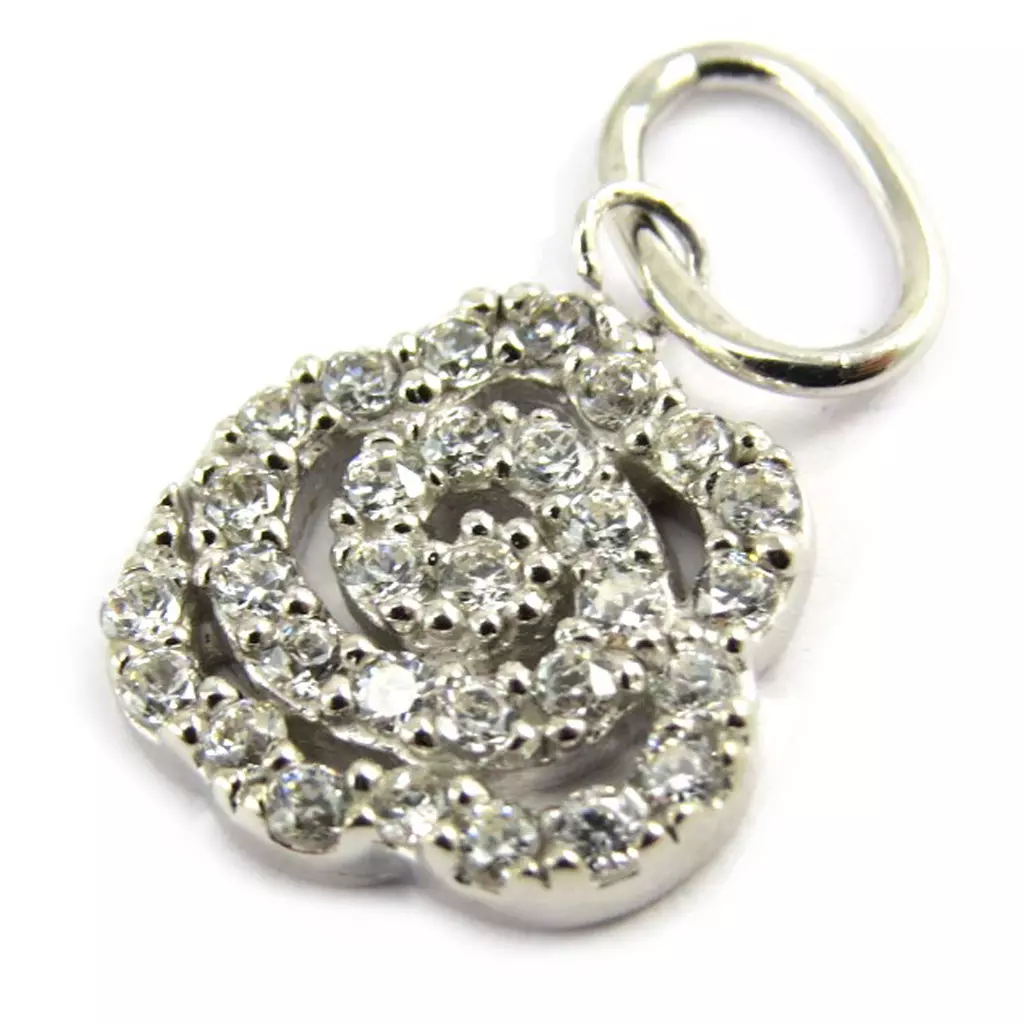 les trésors de lily Pendentif Argent 'Rosa Romantica' blanc 10 mm [M1719]