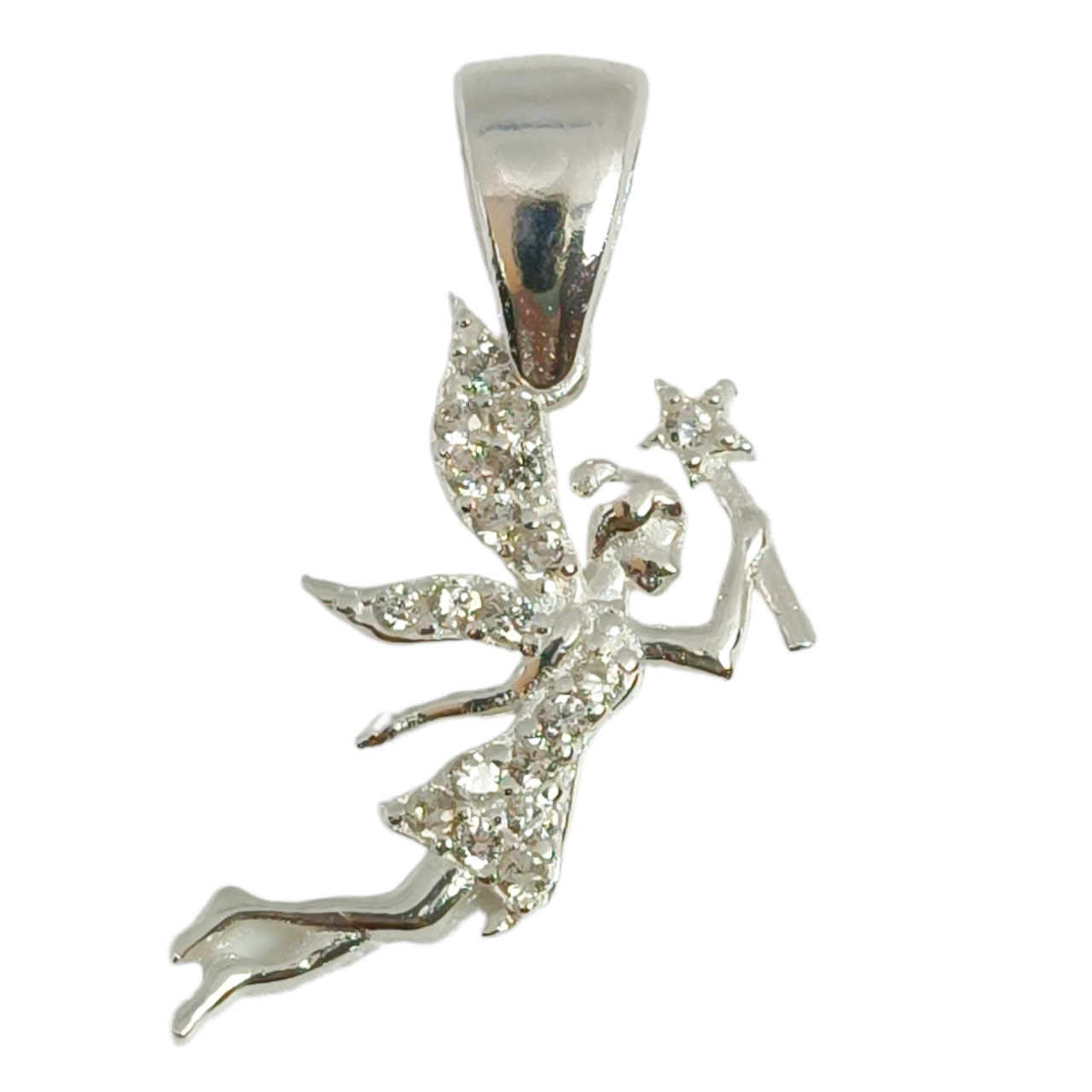 Pendentif Argent \'Fée Clochette\' rose argenté - 20x10 mm - [R9728]
