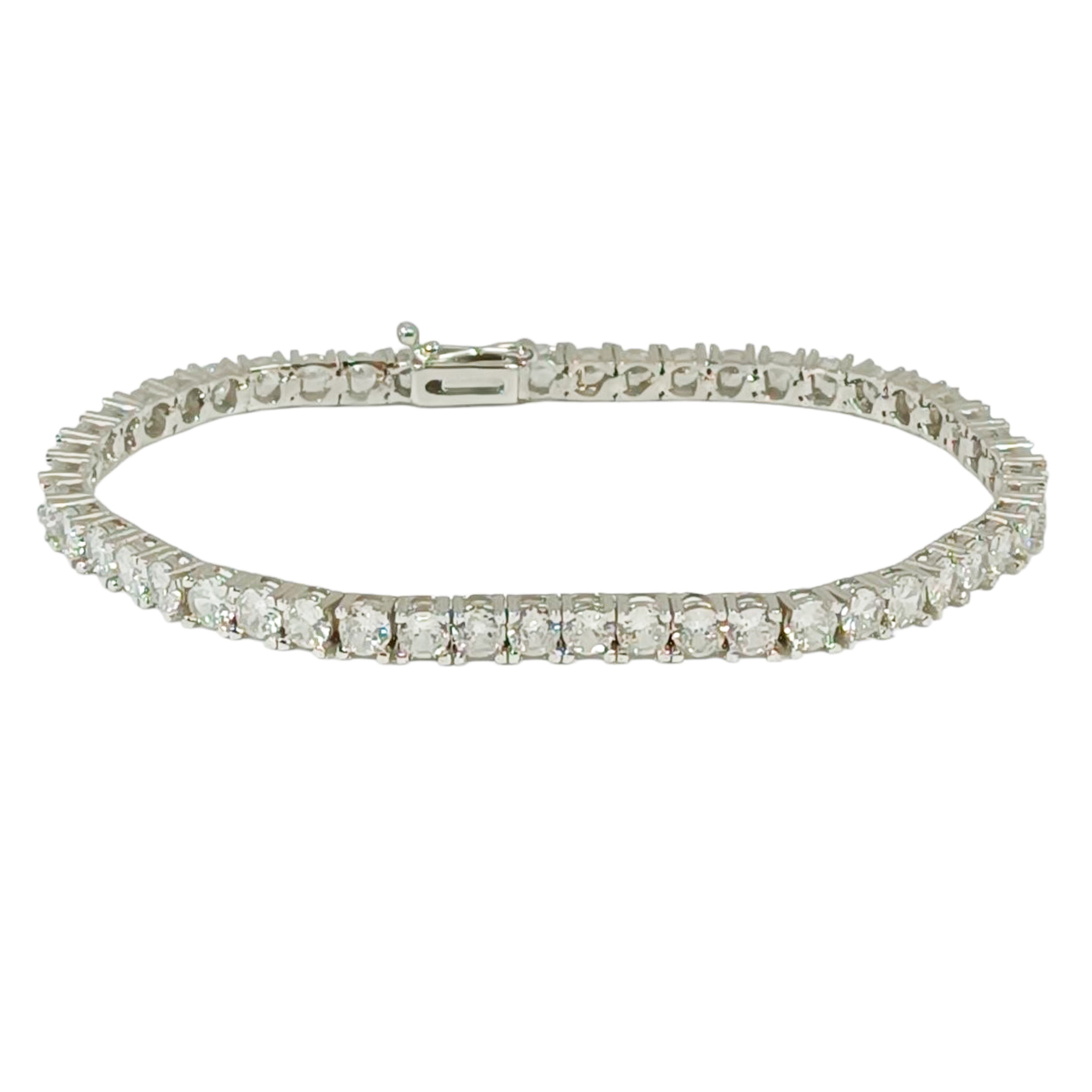 Bracelet Argent \'Rivière de Diamants\' Blanc argenté (rhodié) - 18 cm 4 mm - [R9976]