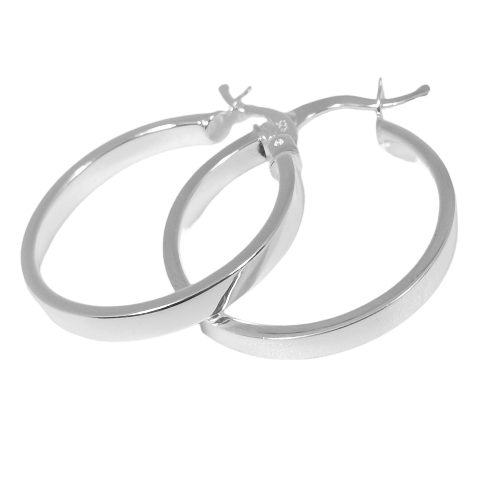 Créoles Argent \'Chorégraphie\' argenté - 25 mm 3 mm - [S0257]