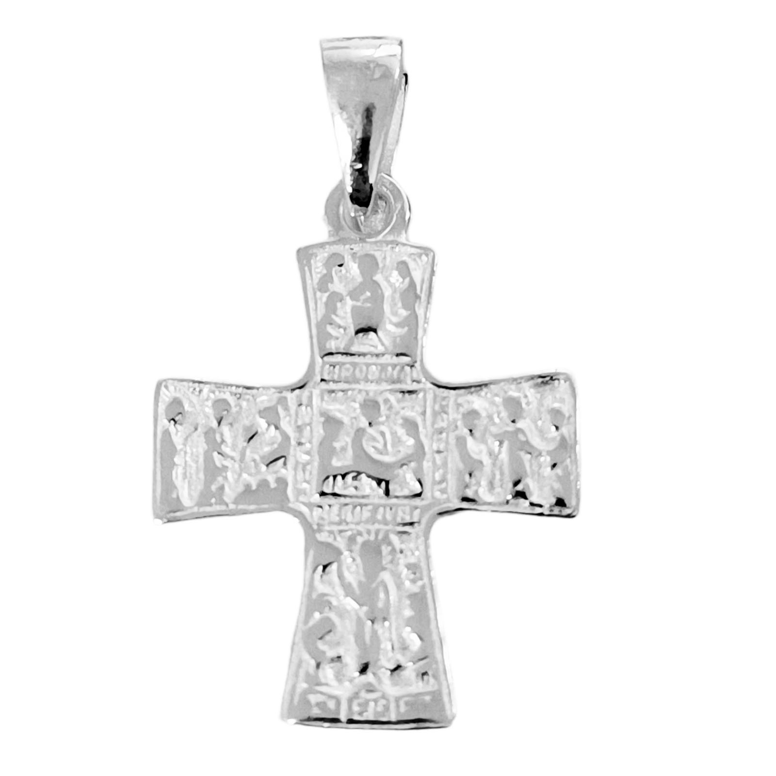 Pendentif Argent \'Croix\' argenté - 18x16 mm - [S0272]