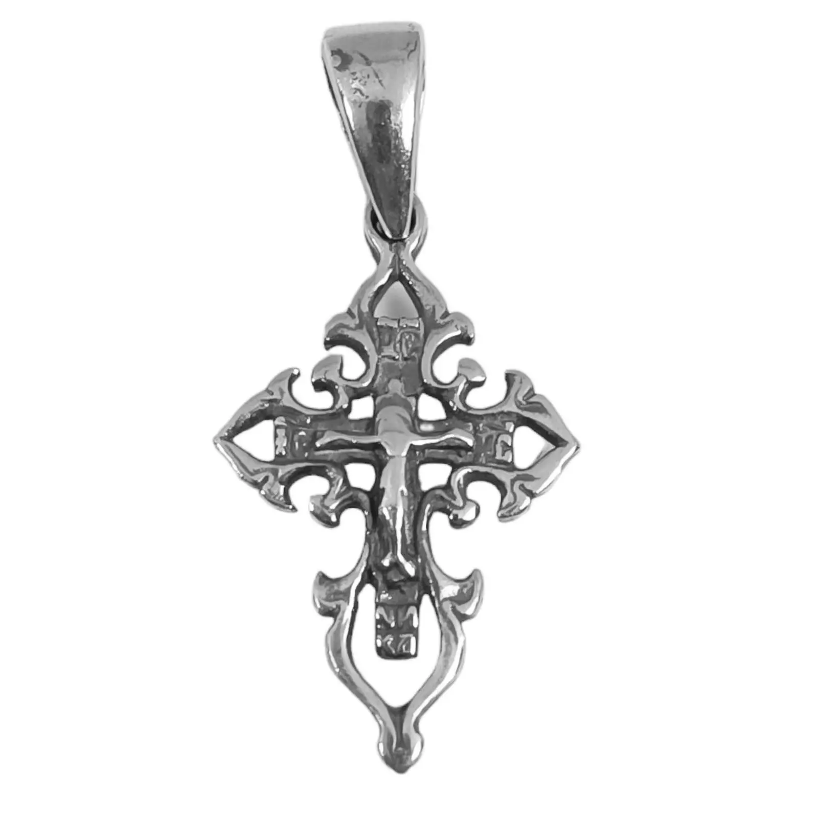 les trésors de lily Pendentif Argent 'Crucifix' argenté vieilli 18x12 mm [S0274]