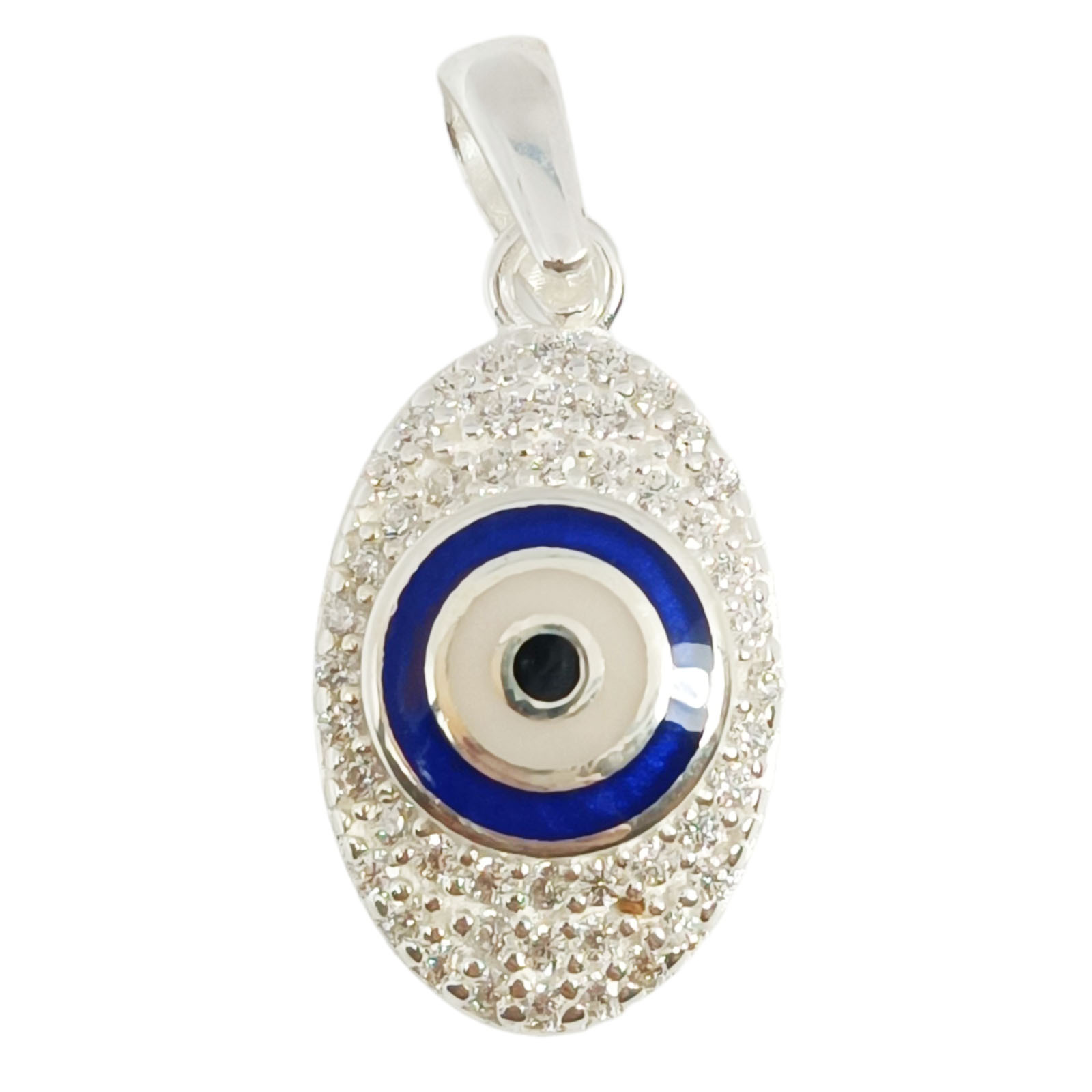 Pendentif Argent \'Fatma\' bleu rosé - 18x10 mm - [S0280]