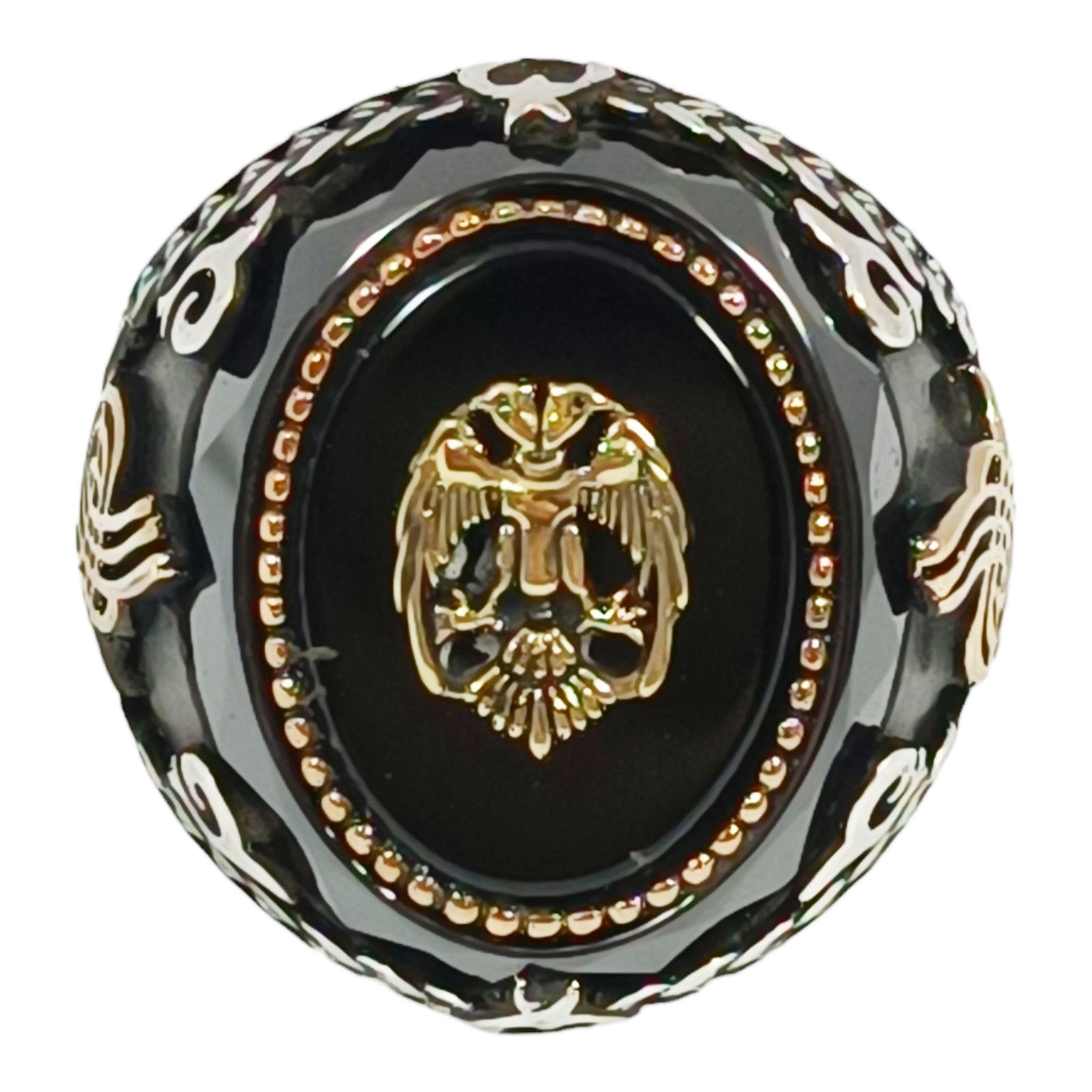 Bague Argent \'Aigle Bicéphale\' noir vieilli - 23x15 mm - [S0295]