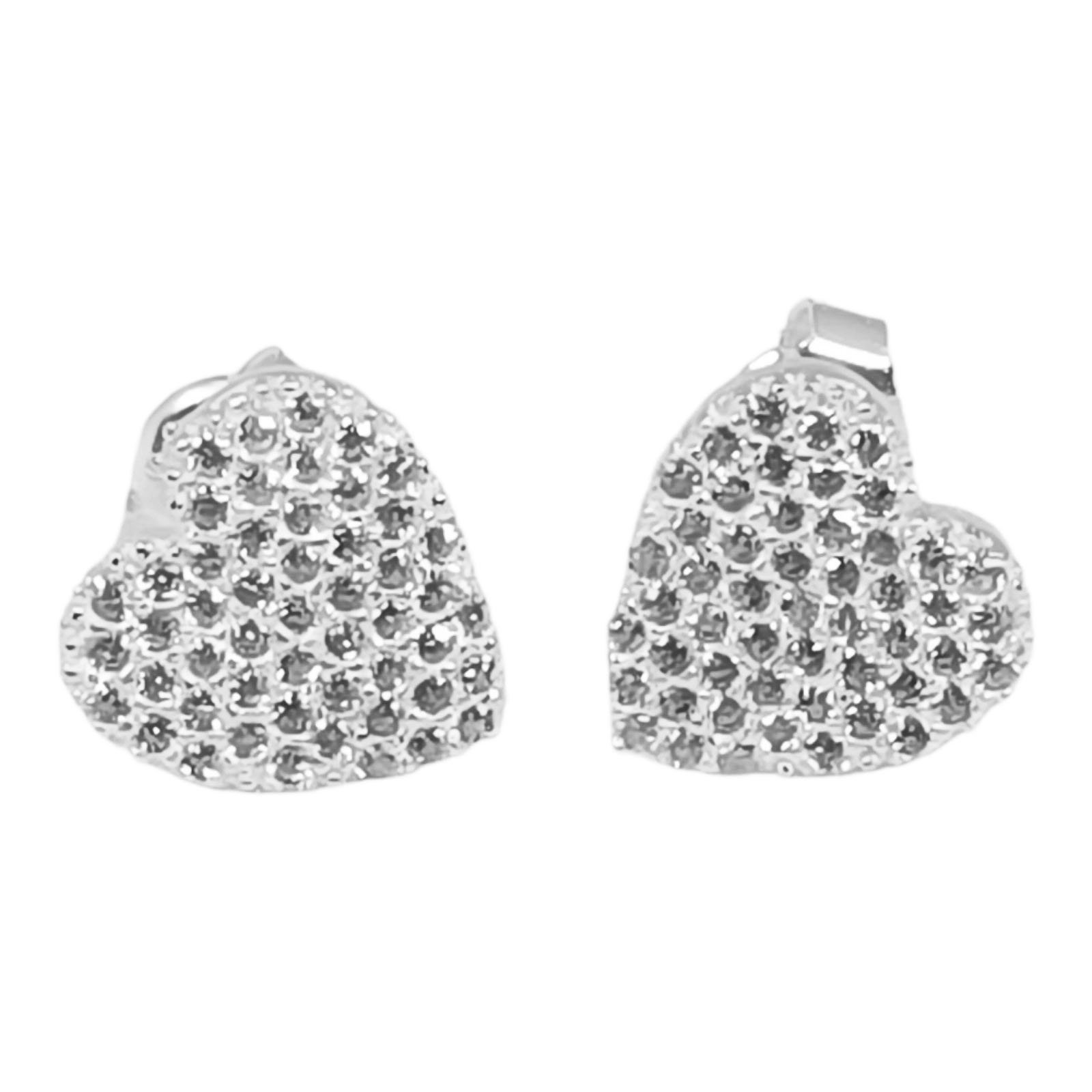 Boucles Argent \'Arégonde\' blanc argenté - 11 mm (cœur) - [S0300]