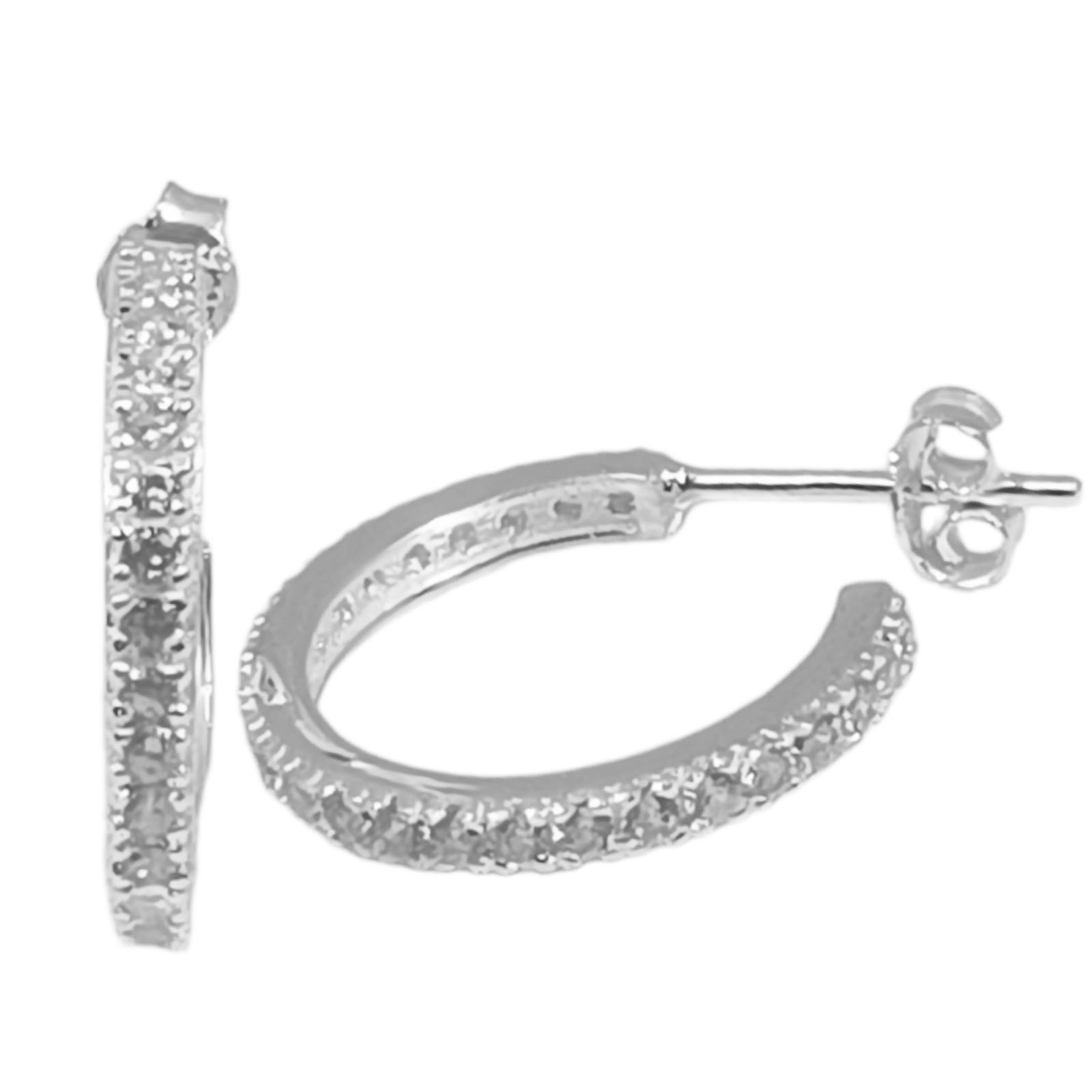 Créoles Argent \'Arégonde\' blanc argenté - 17 mm 2 mm - [S0303]