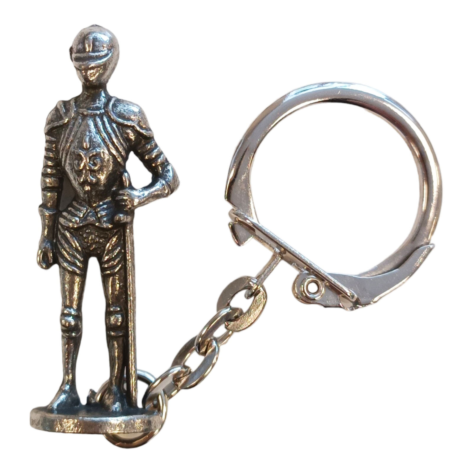 Porte-Clés \'Moyen Age\' (chevalier) argenté vieilli - 4 cm - [S0310]