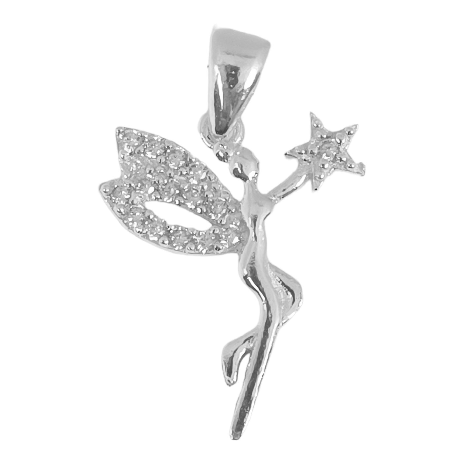 Pendentif Argent \'Fée Clochette\' rose argenté - 18x15 mm - [S0319]