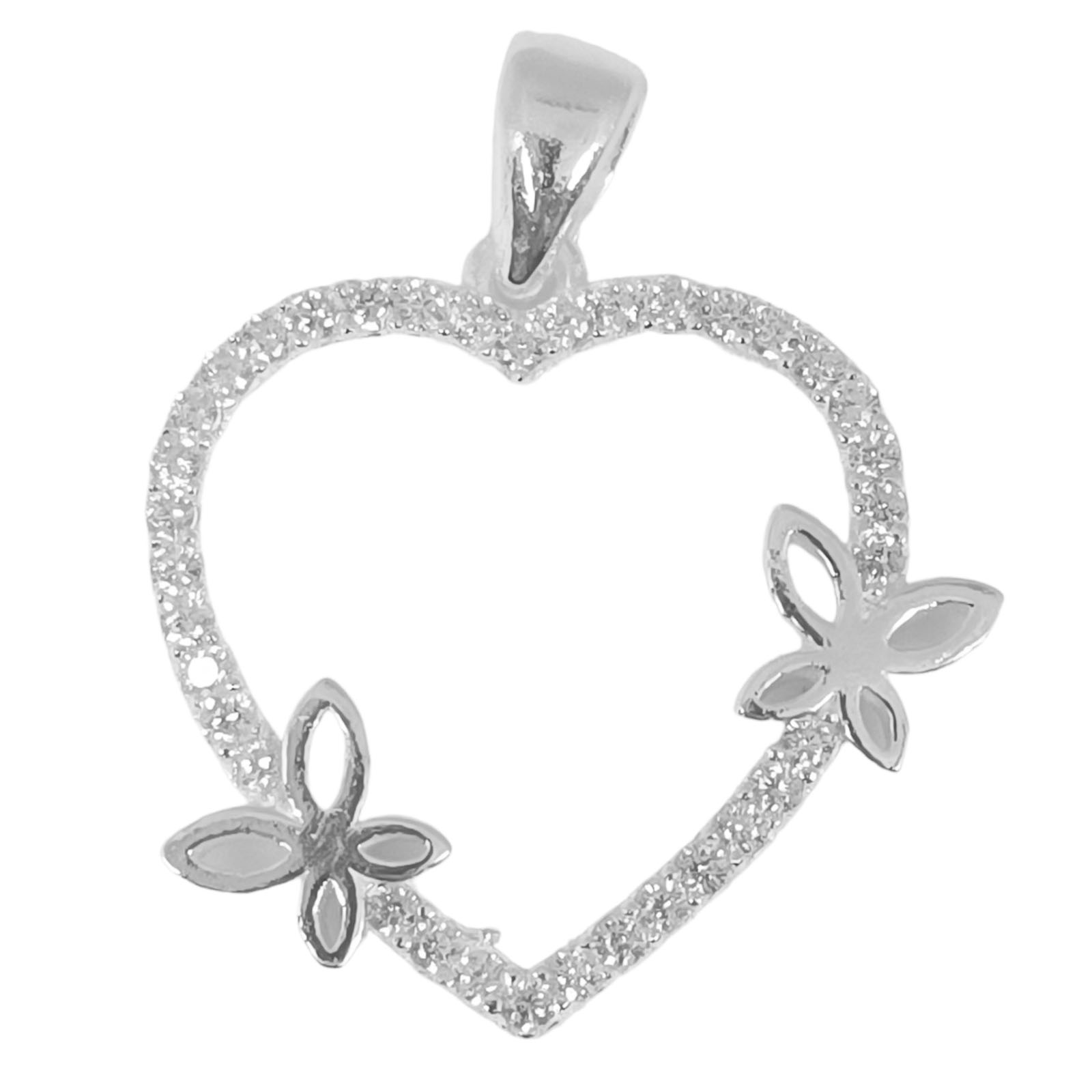 Pendentif Argent \'Love\' blanc argenté - 20x19 mm - [S0329]