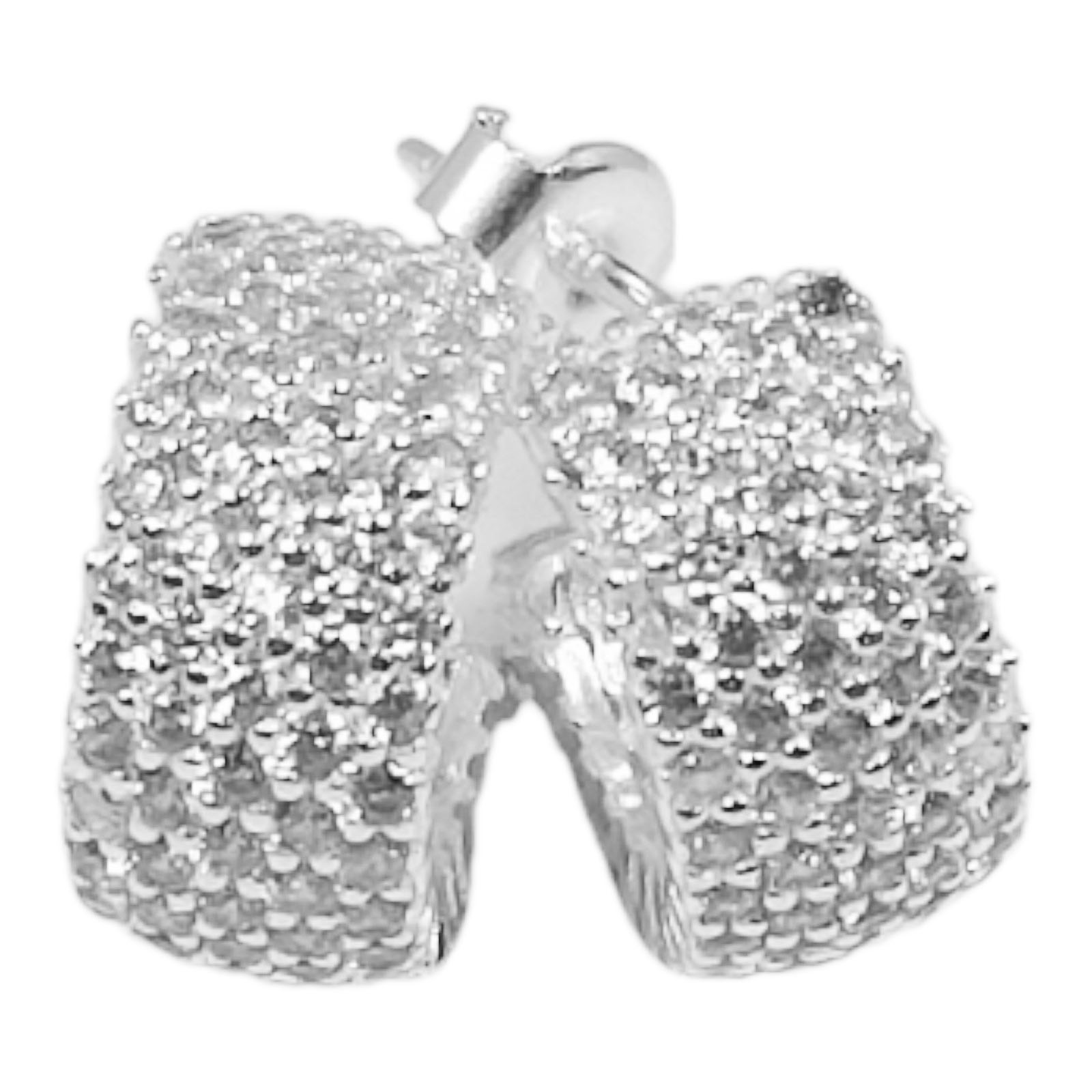 Créoles Argent \'Arégonde\' blanc argenté - 15 mm 7 mm - [S0362]