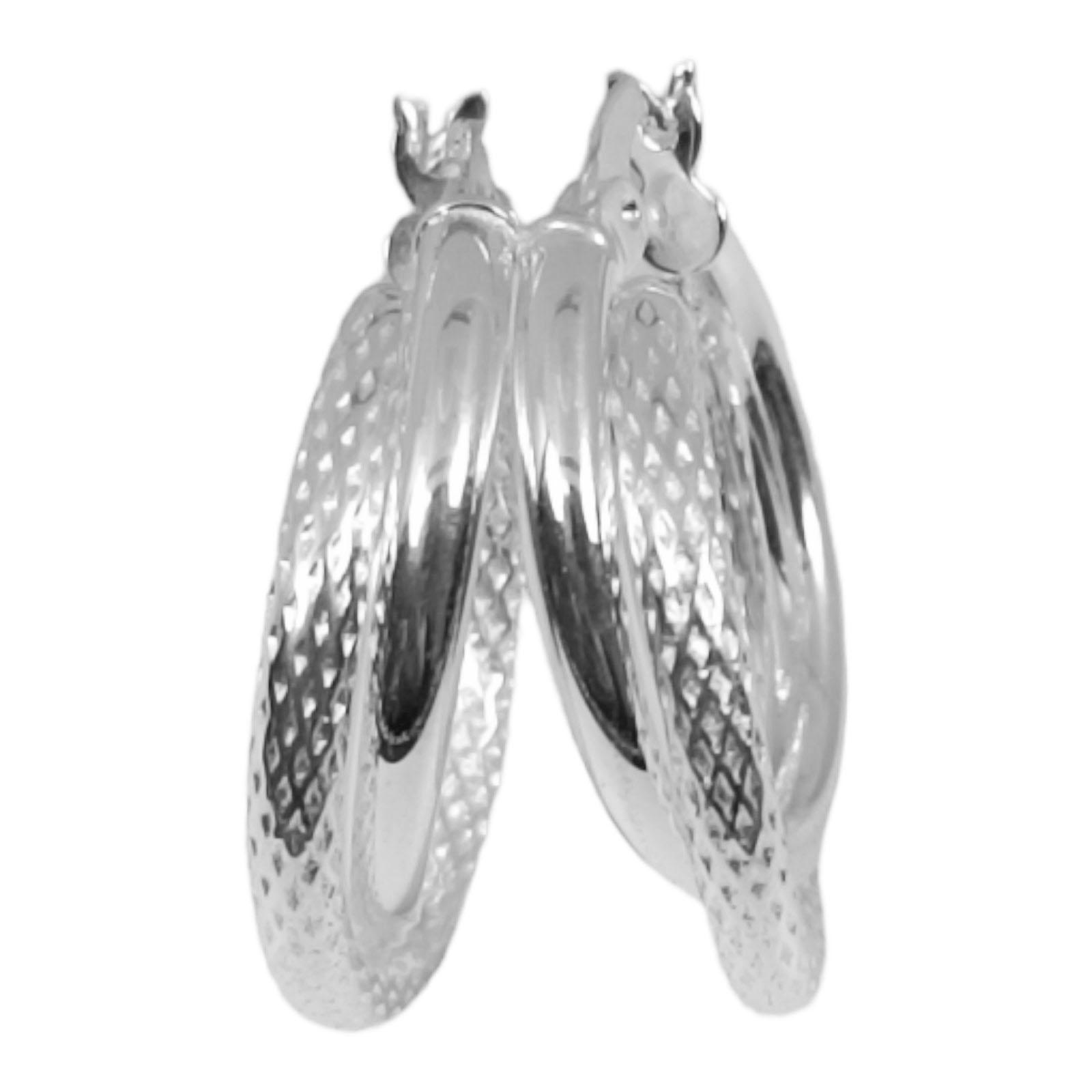 Créoles Argent double \'Chorégraphie\' argenté - 20 mm 5 mm - [S0363]