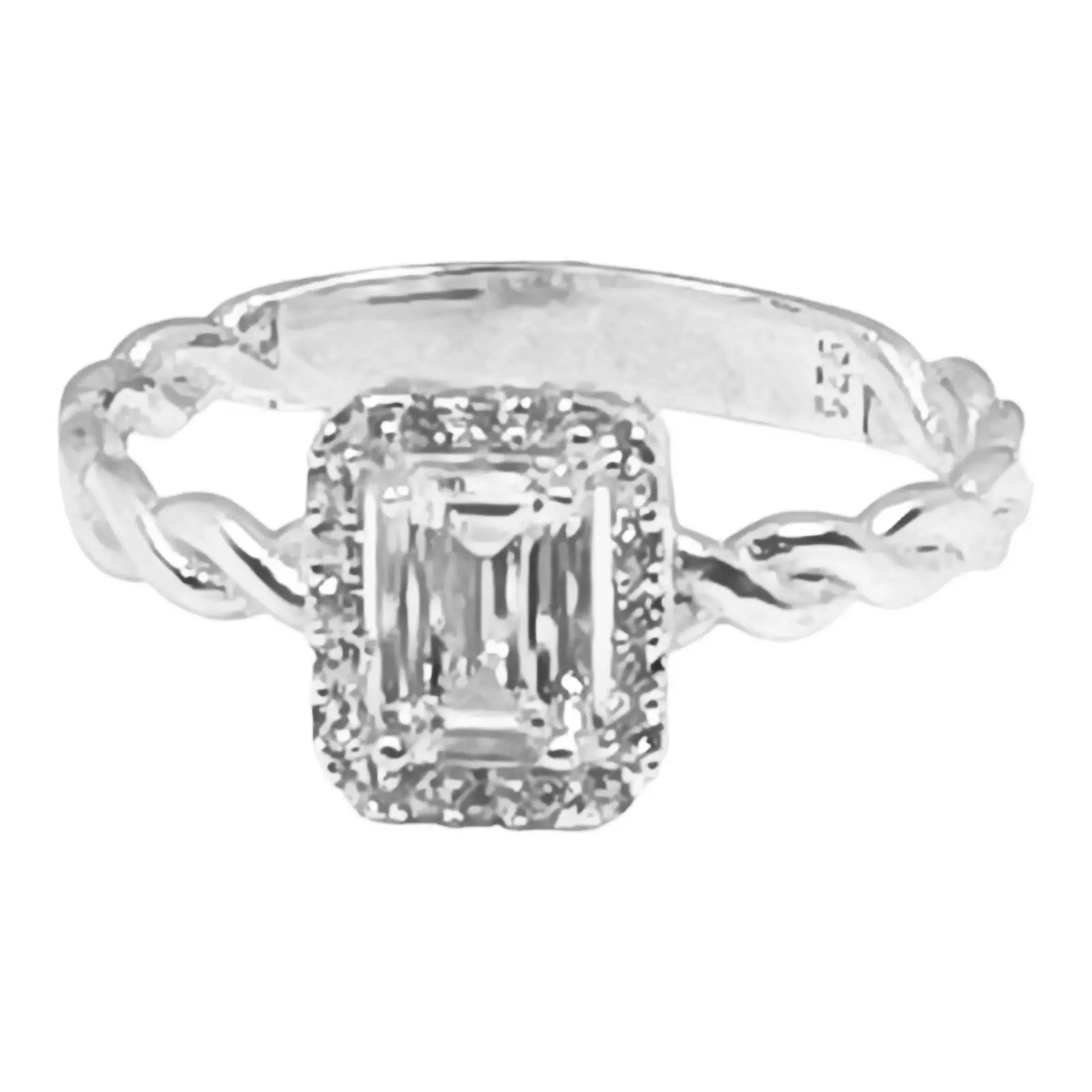 les trésors de lily Bague Argent 'Arégonde' blanc argenté 8x7 mm [S0371]