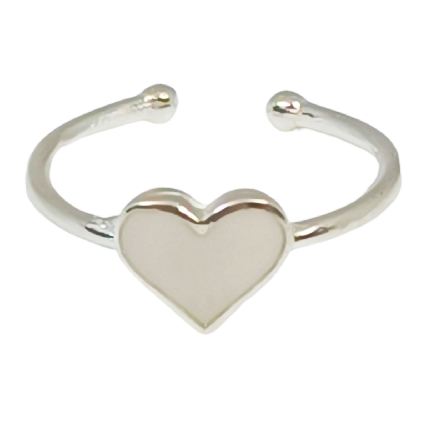 Bague argent enfant \'Le Monde de Coralie\' blanc argenté - 7x6 mm (cœur) - [S0373]