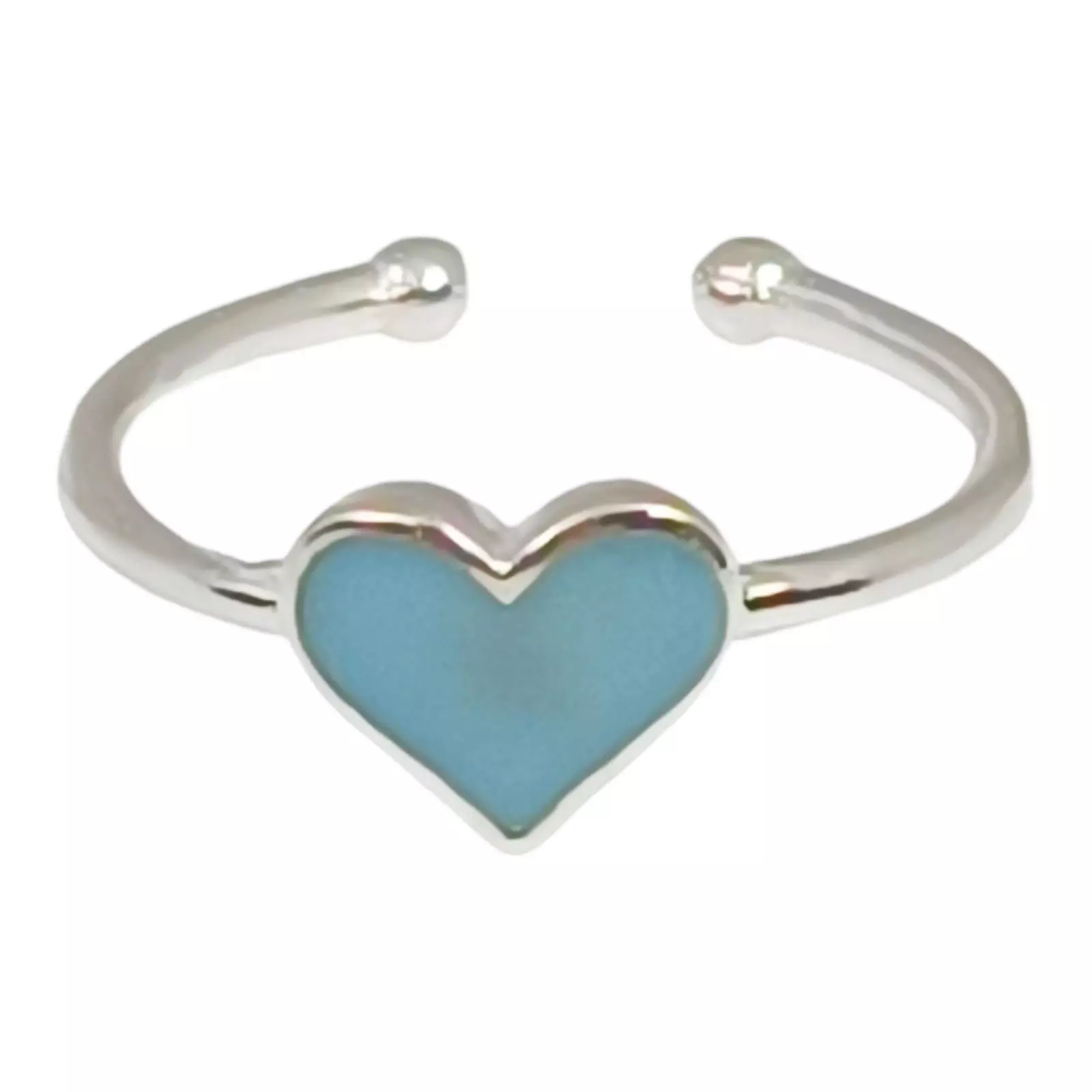 les trésors de lily Bague argent enfant 'Le Monde de Coralie' bleu argenté 7x6 mm (cœur) [S0374]