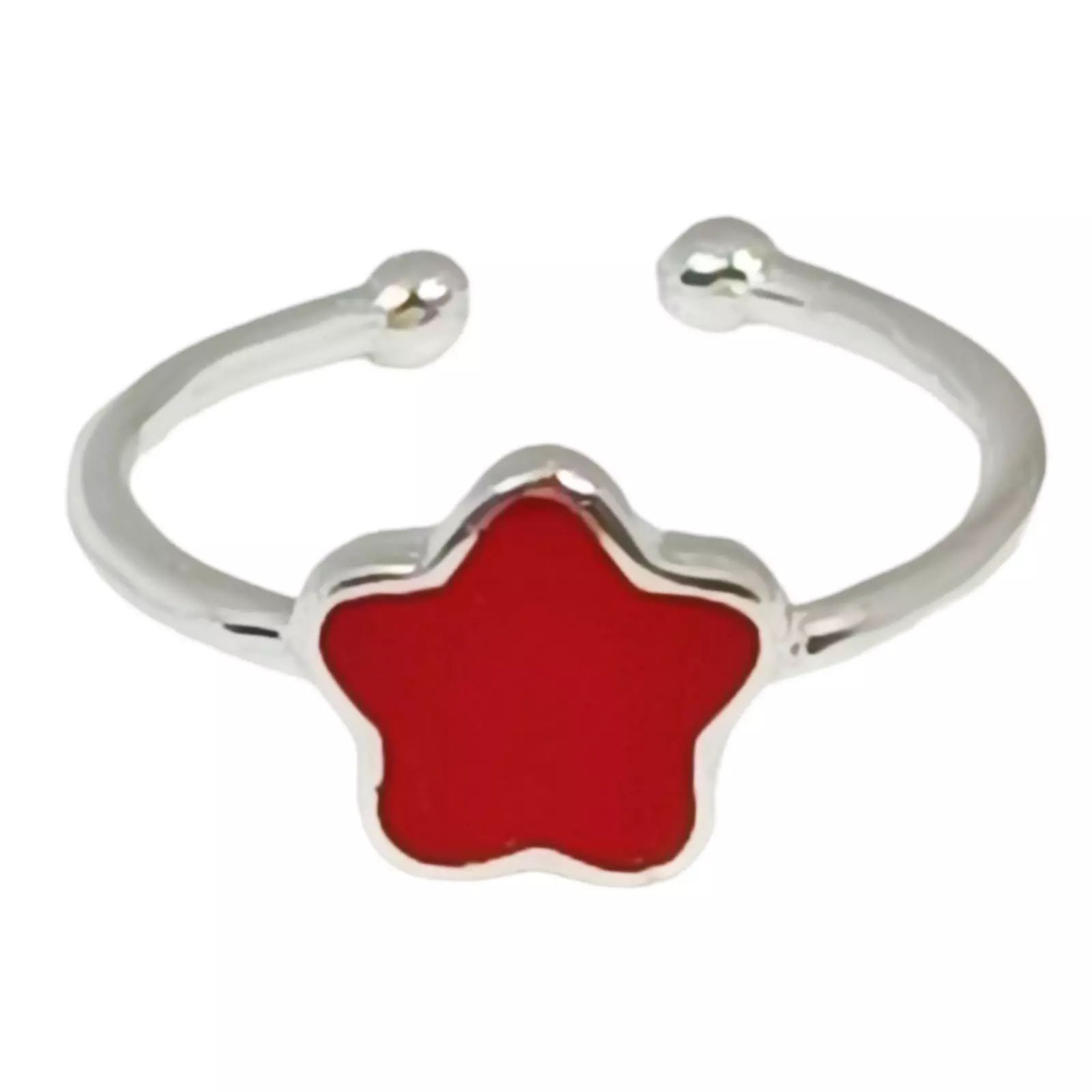 les trésors de lily Bague argent enfant 'Le Monde de Coralie' rouge argenté 7 mm (fleur) [S0378]