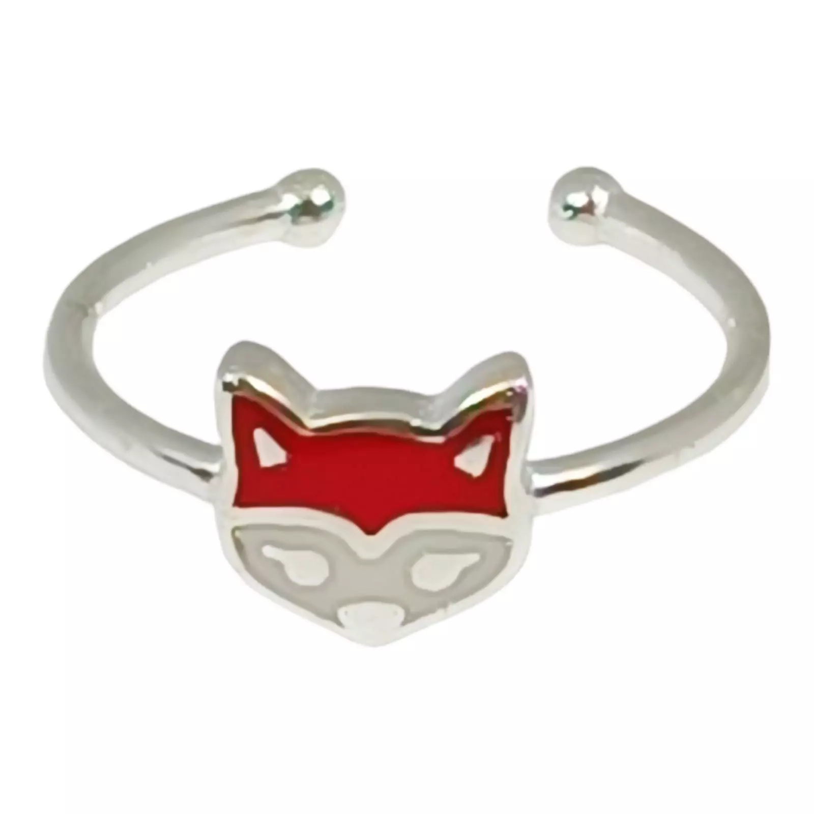 les trésors de lily Bague argent enfant 'Le Monde de Coralie' rouge argenté 7x7 mm (renard) [S0381]