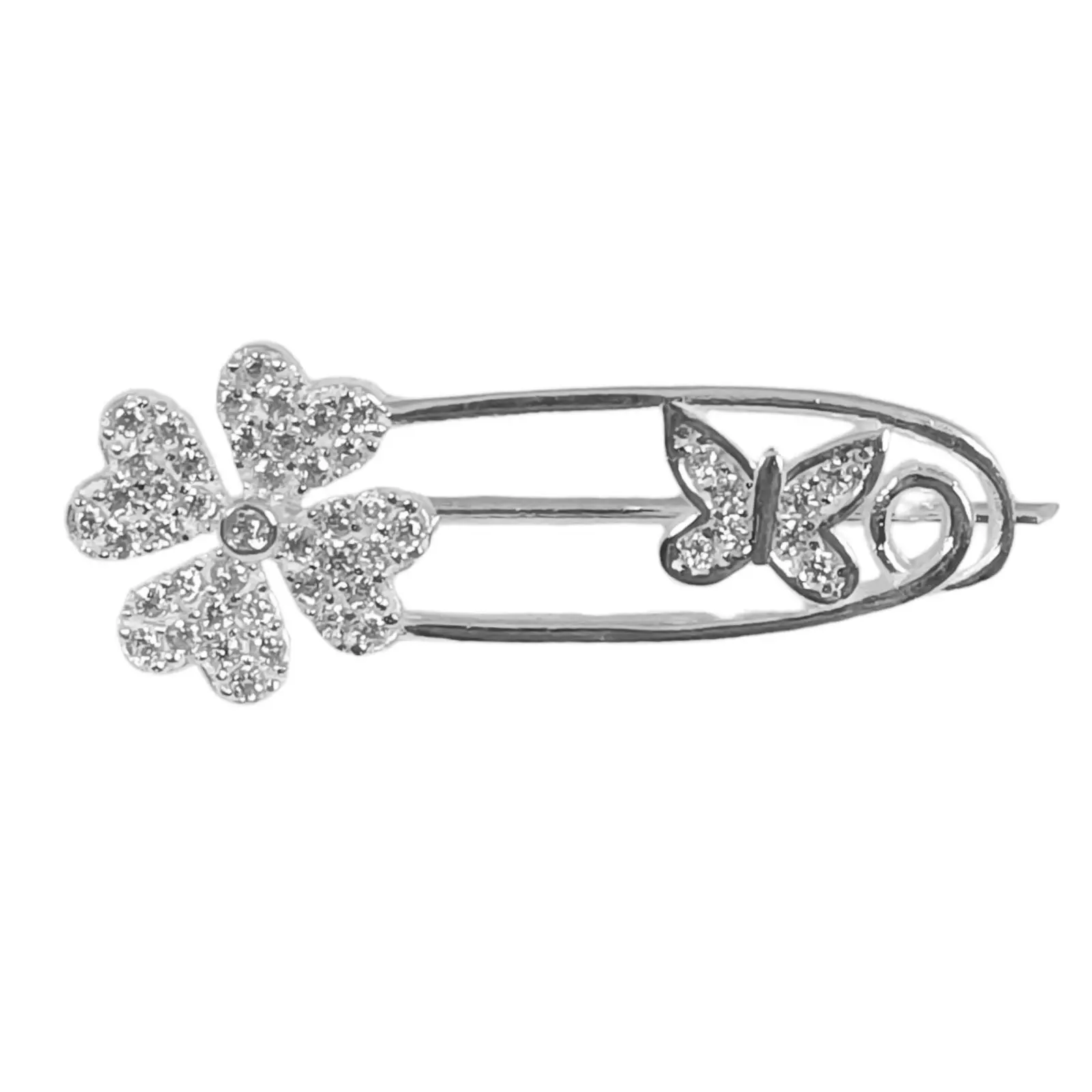 les trésors de lily Broche Argent 'Trèfle' blanc argenté 30x11 mm [S0391]
