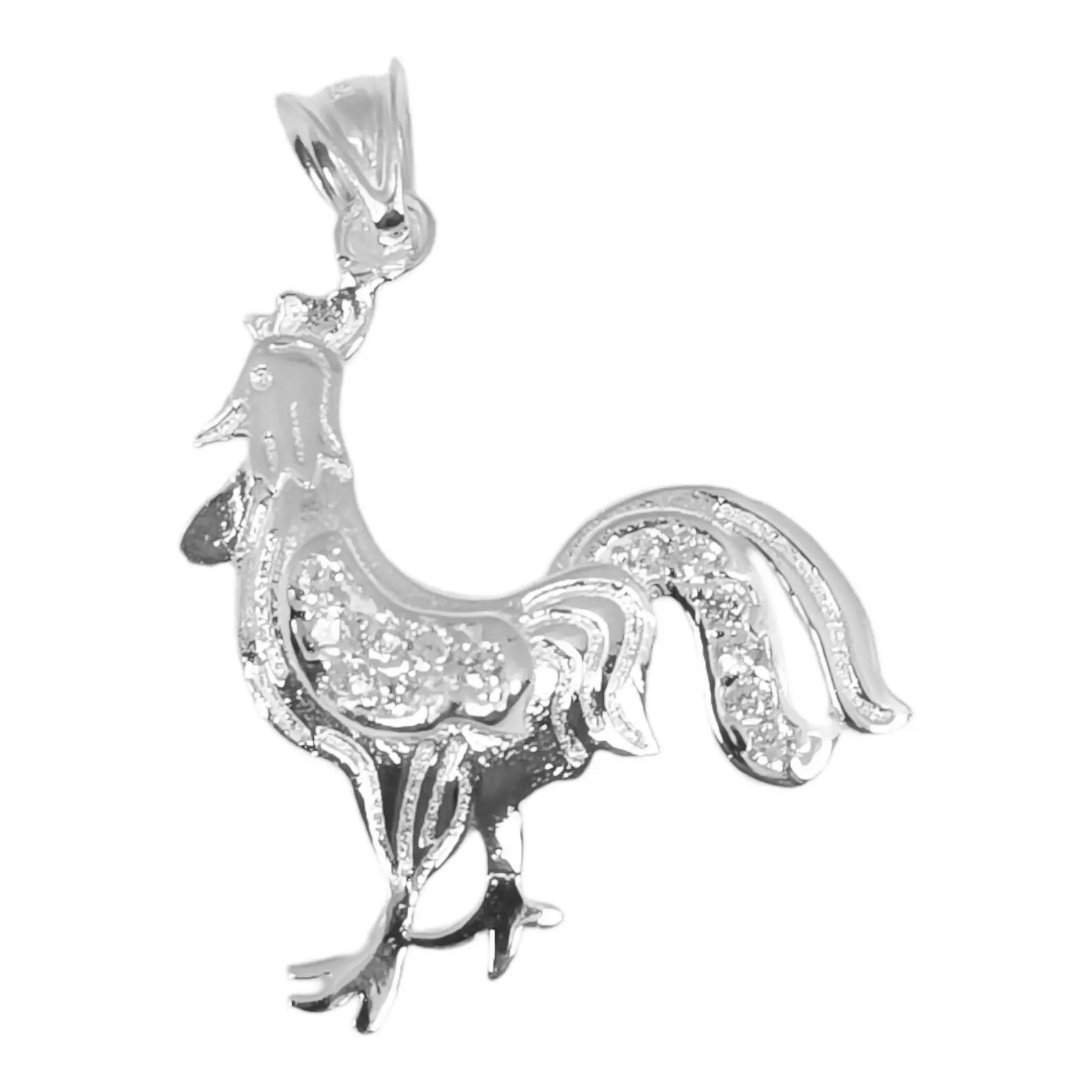 les trésors de lily Pendentif Argent 'Coq' blanc argenté 20x20 mm [S0416]