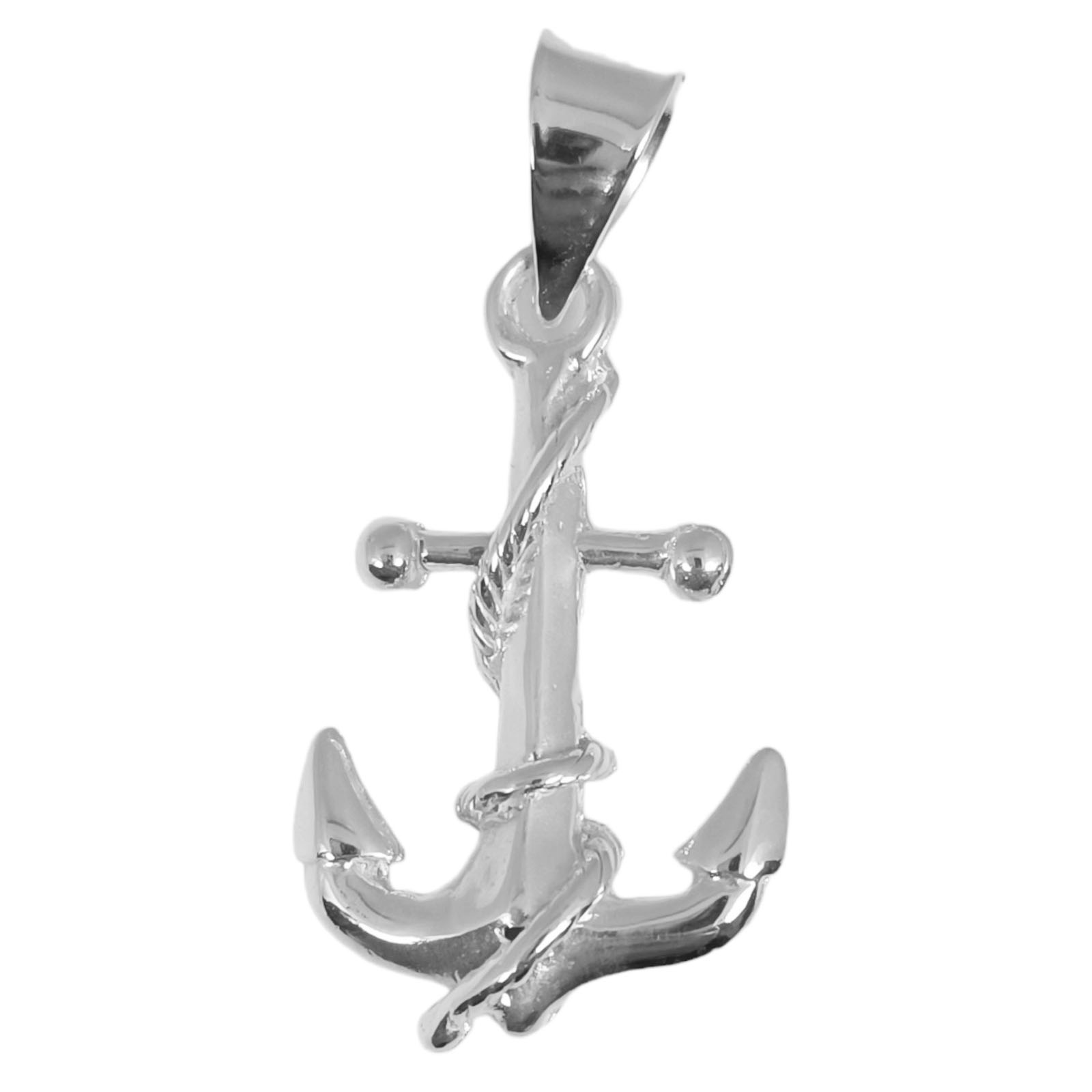 Pendentif argent \'Ancre Marine\' argenté  - 25x17 mm (double face) - [S0417]