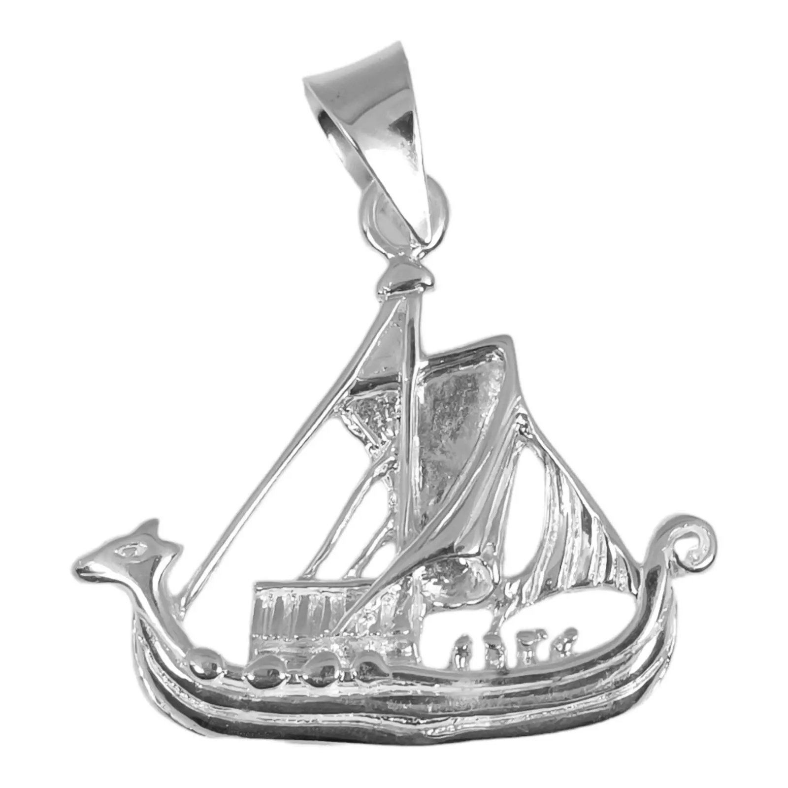 les trésors de lily Pendentif Argent 'Drakkar' argenté 30x22 mm [S0420]