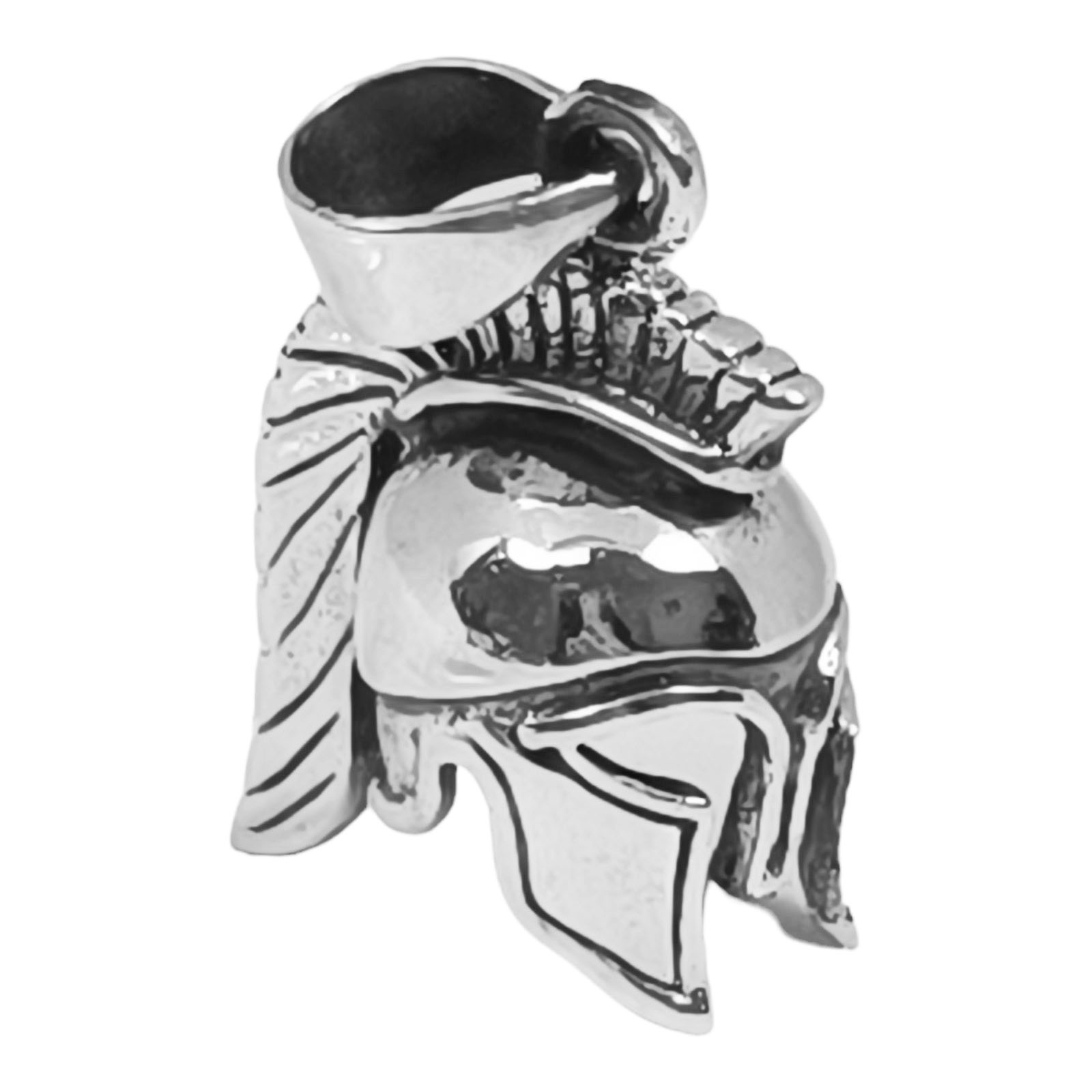 Pendentif Argent \'Casque Gladiateur Romain\' argenté vieilli - 20x18 mm - [S0424]