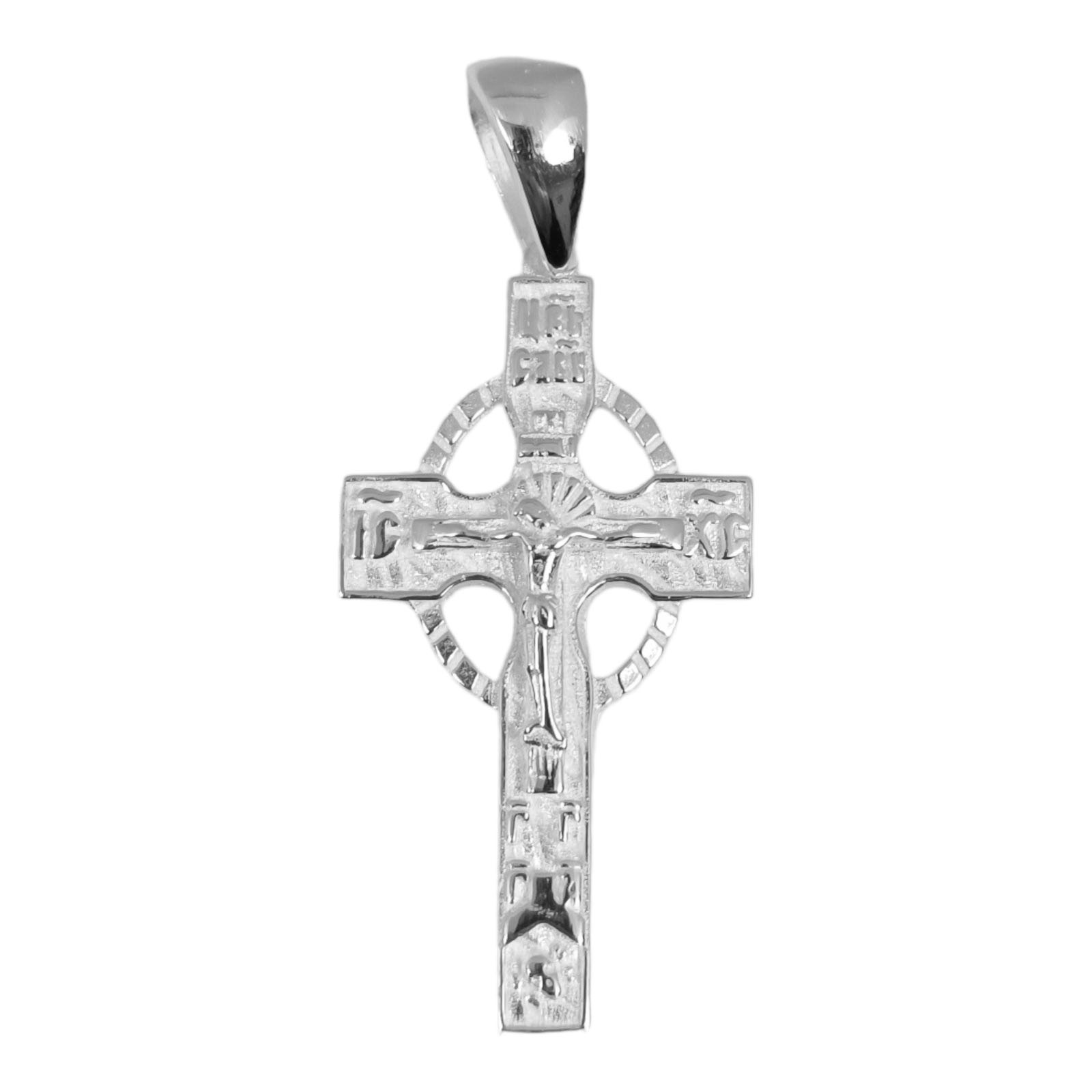 Pendentif Argent \'Crucifix\' argenté - 33x18 mm (croix orthodoxe) - [S0442]
